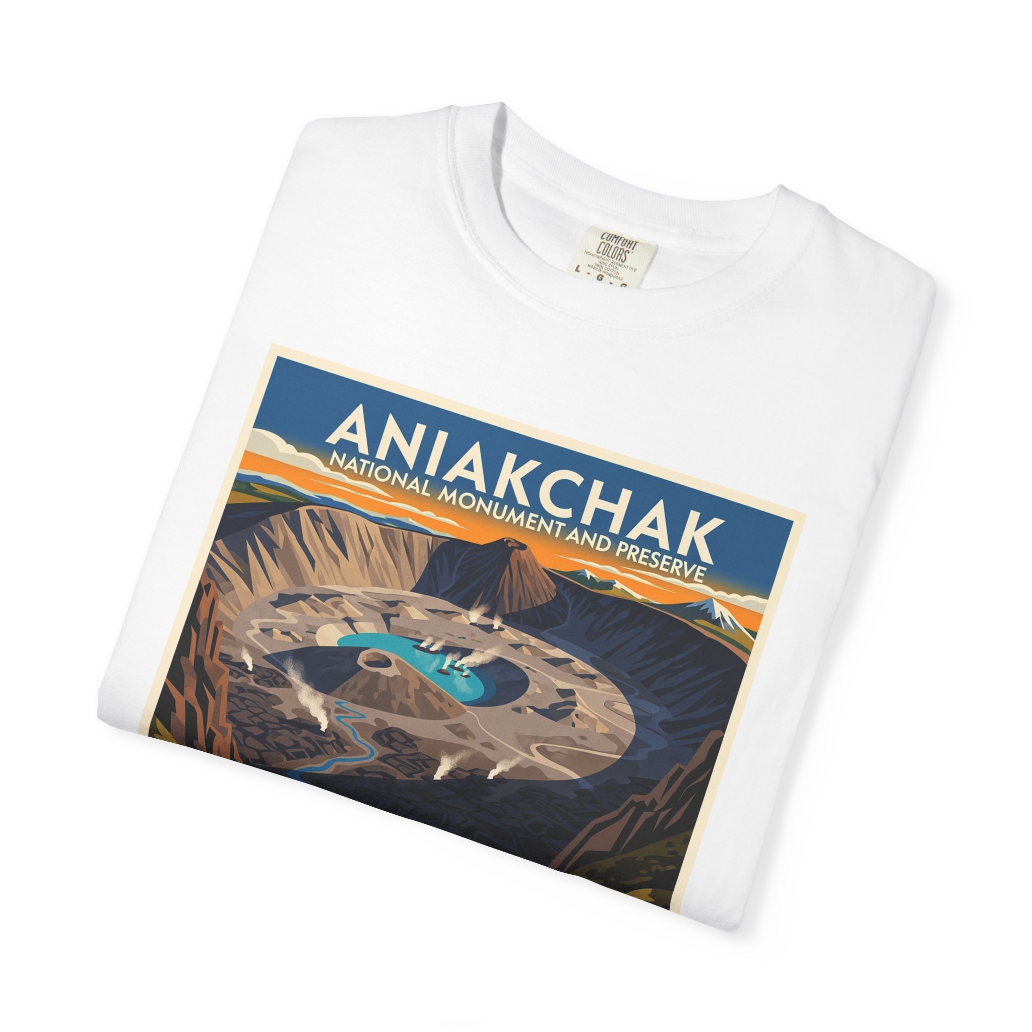 Aniakchak National Monument and Preserve WPA Style Unisex T-shirt - Image 3