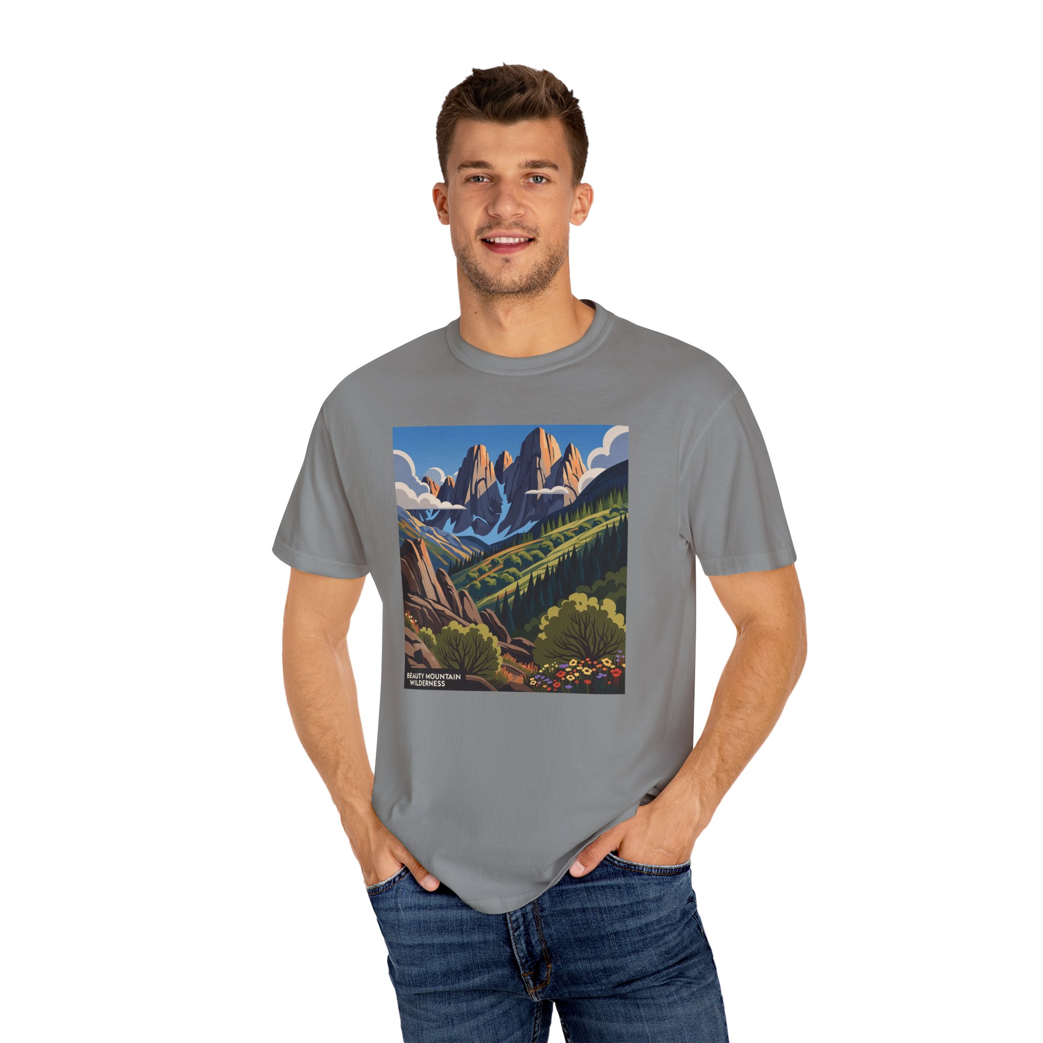 Beauty Mountain Wilderness WPA Style Unisex T-shirt - Image 10