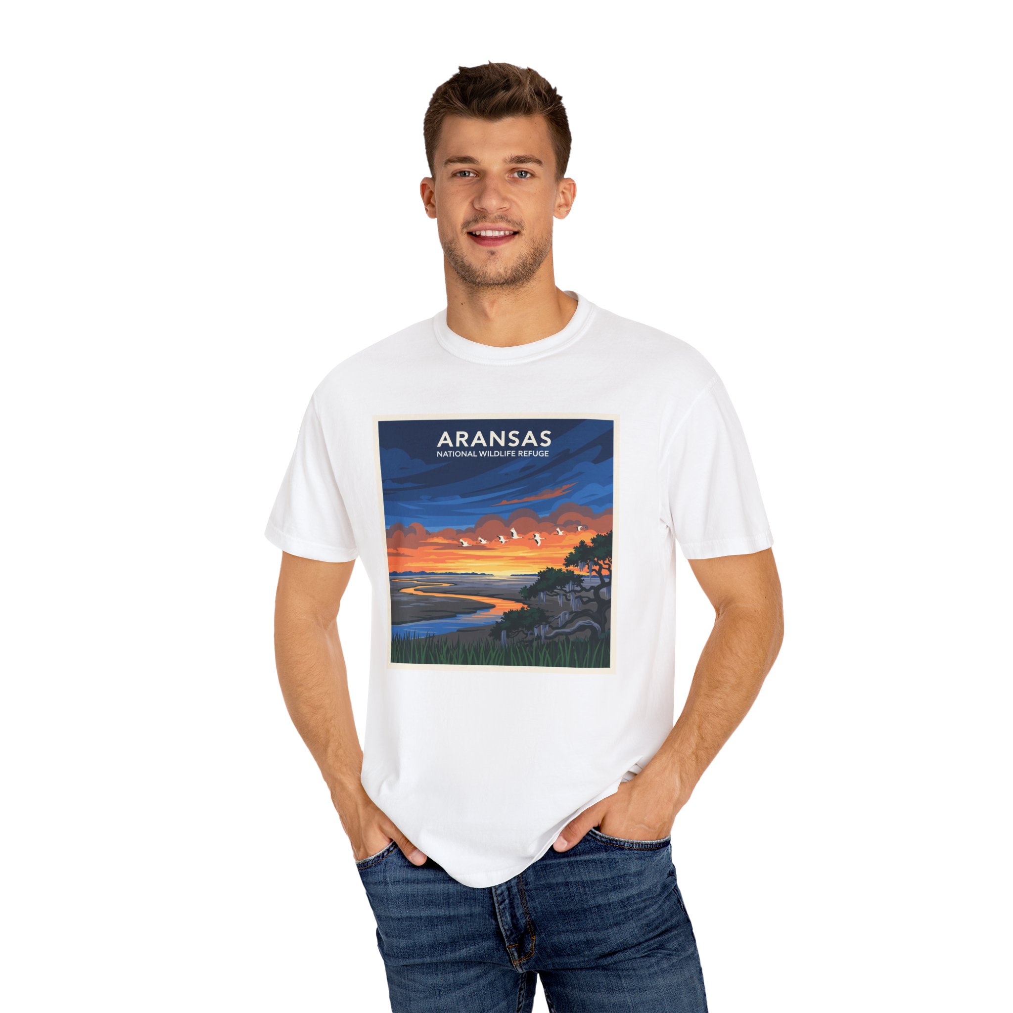 Aransas National Wildlife Refuge WPA Style Unisex T-shirt - Image 4