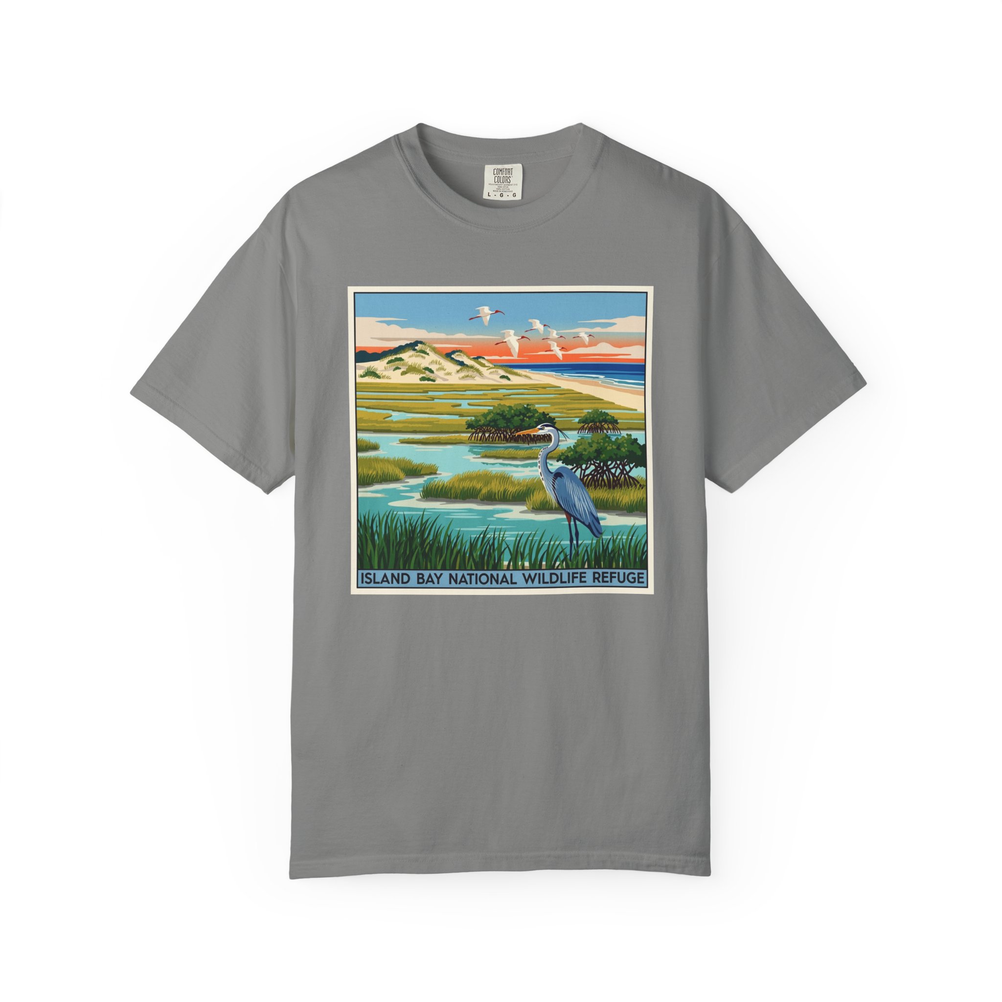 Island Bay National Wildlife Refuge WPA Style Unisex T-shirt - Image 7