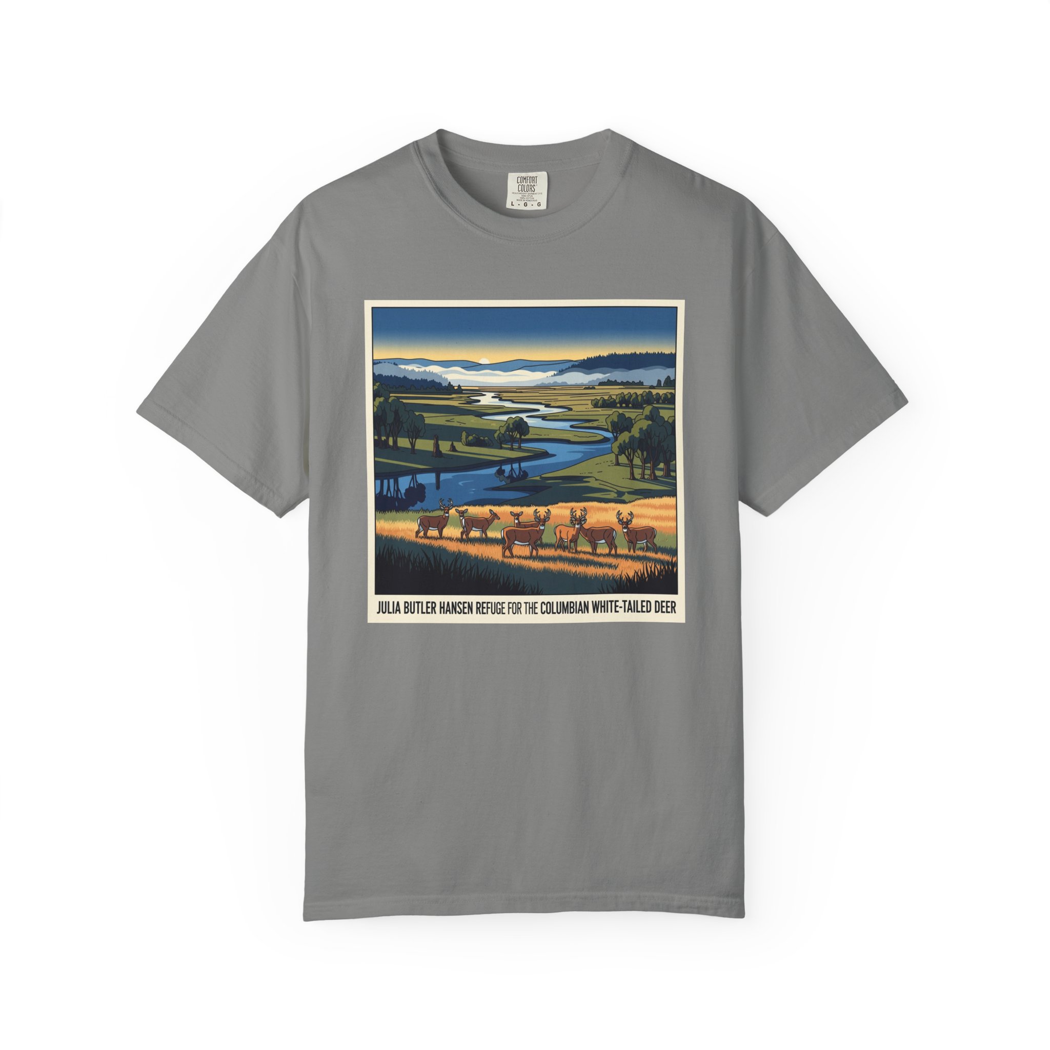 Julia Butler Hansen Refuge for the Columbian White–Tailed Deer WPA Style Unisex T-shirt - Image 7