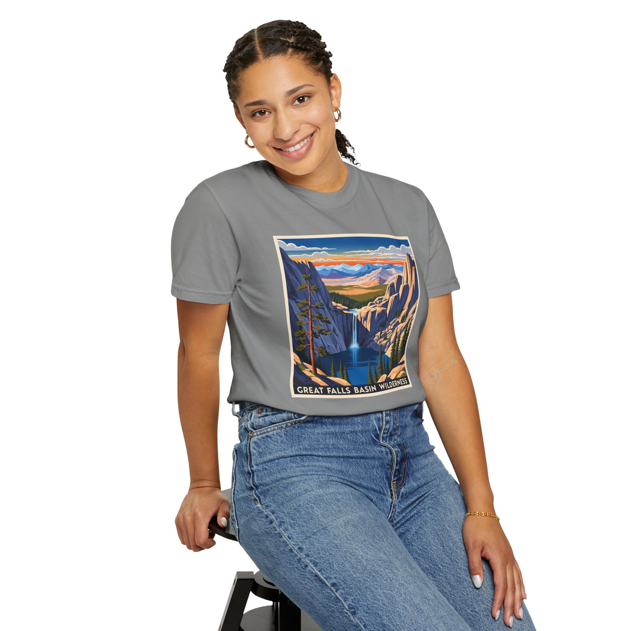 Great Falls Basin Wilderness WPA Style Unisex T-shirt - Image 11