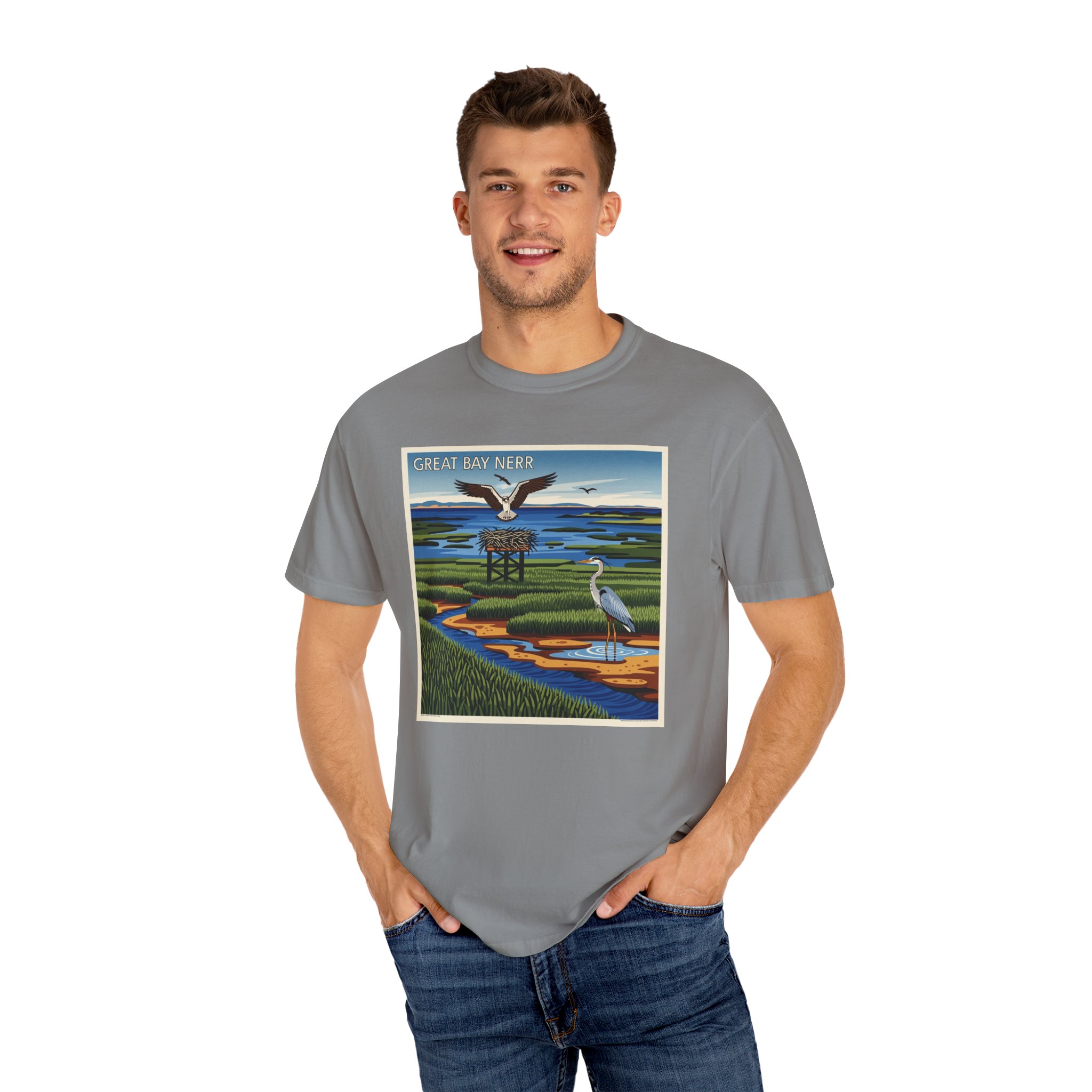 Great Bay National Estuarine Research Reserve WPA Style Unisex T-shirt - Image 10