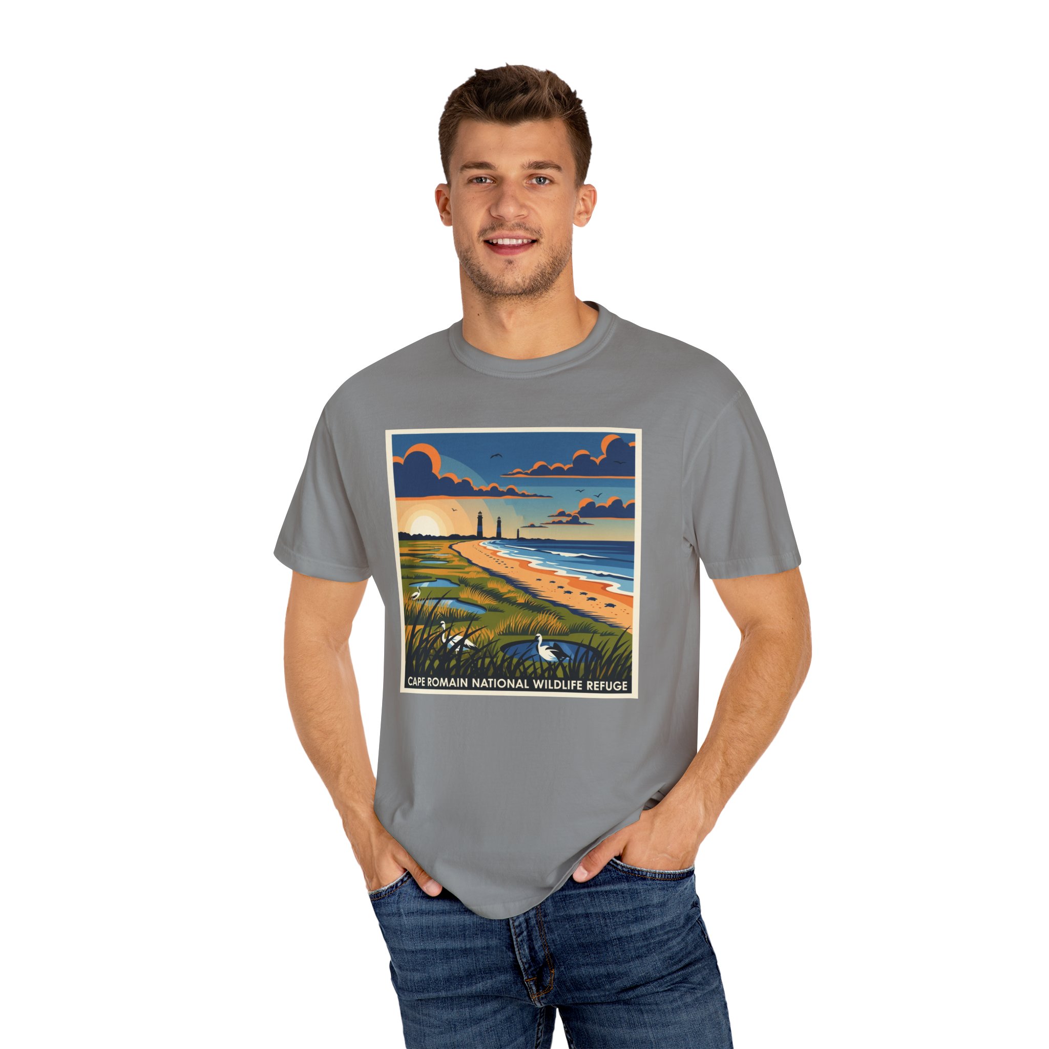 Cape Romain National Wildlife Refuge WPA Style Unisex T-shirt - Image 10