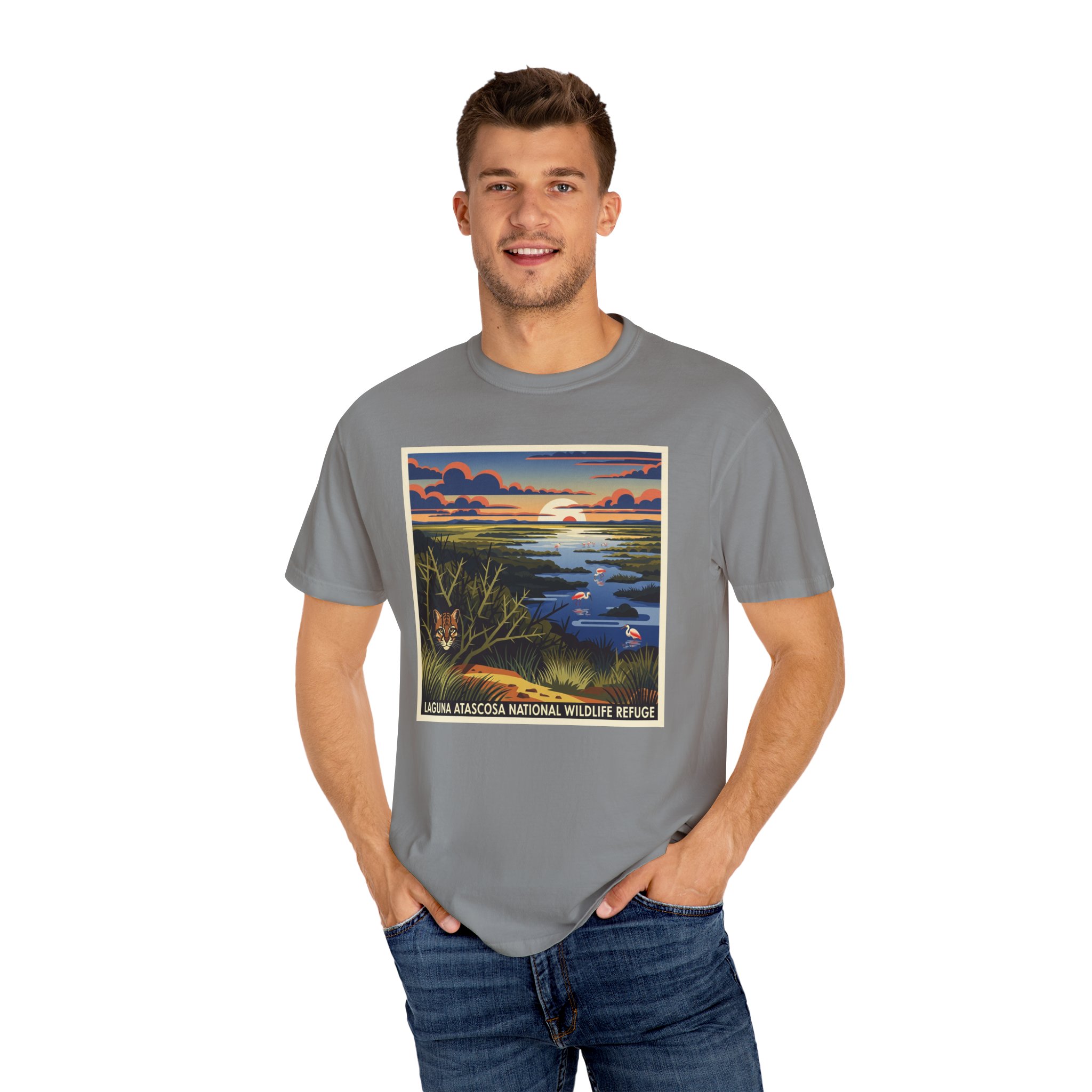 Laguna Atascosa National Wildlife Refuge WPA Style Unisex T-shirt - Image 10