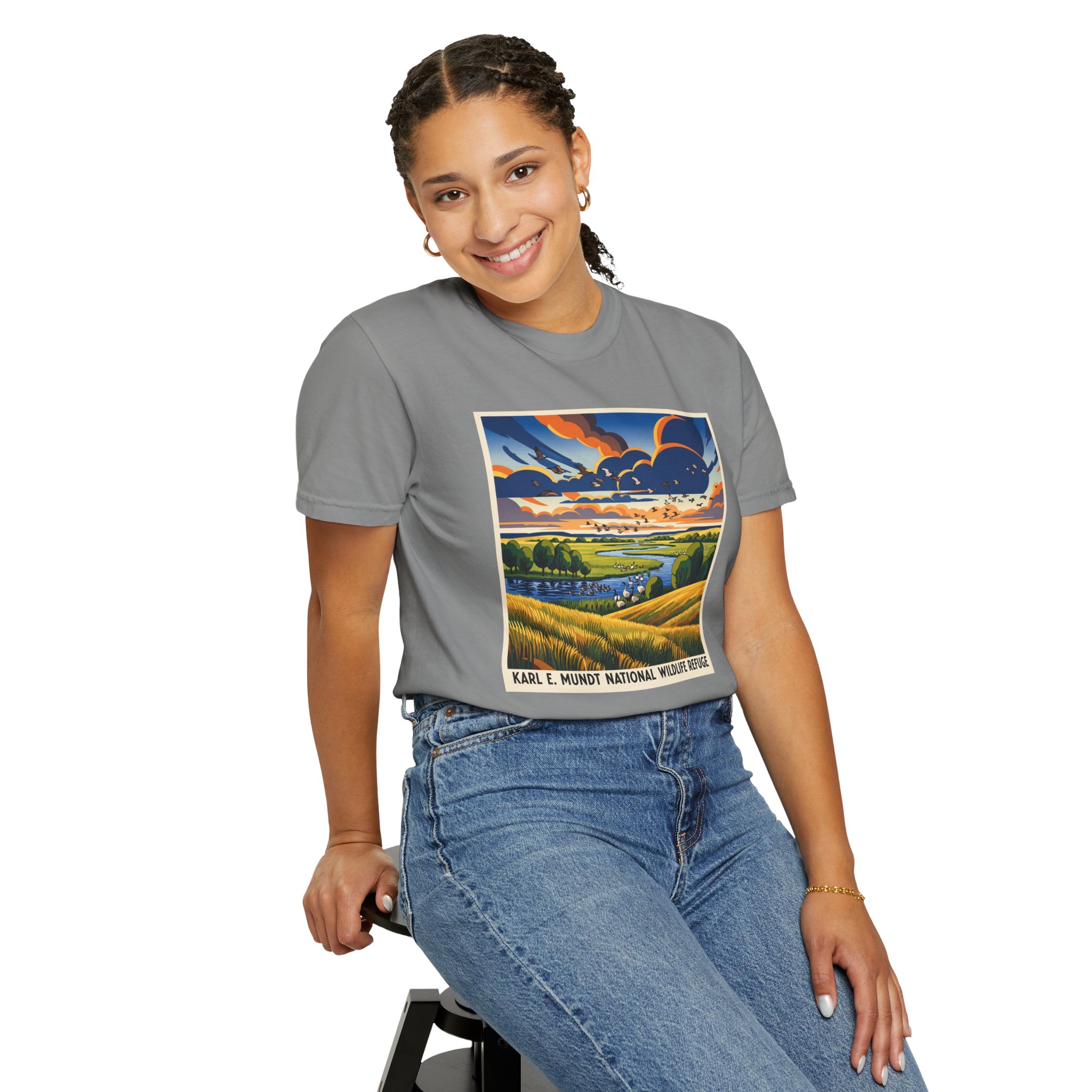 Karl E. Mundt National Wildlife Refuge WPA Style Unisex T-shirt - Image 11