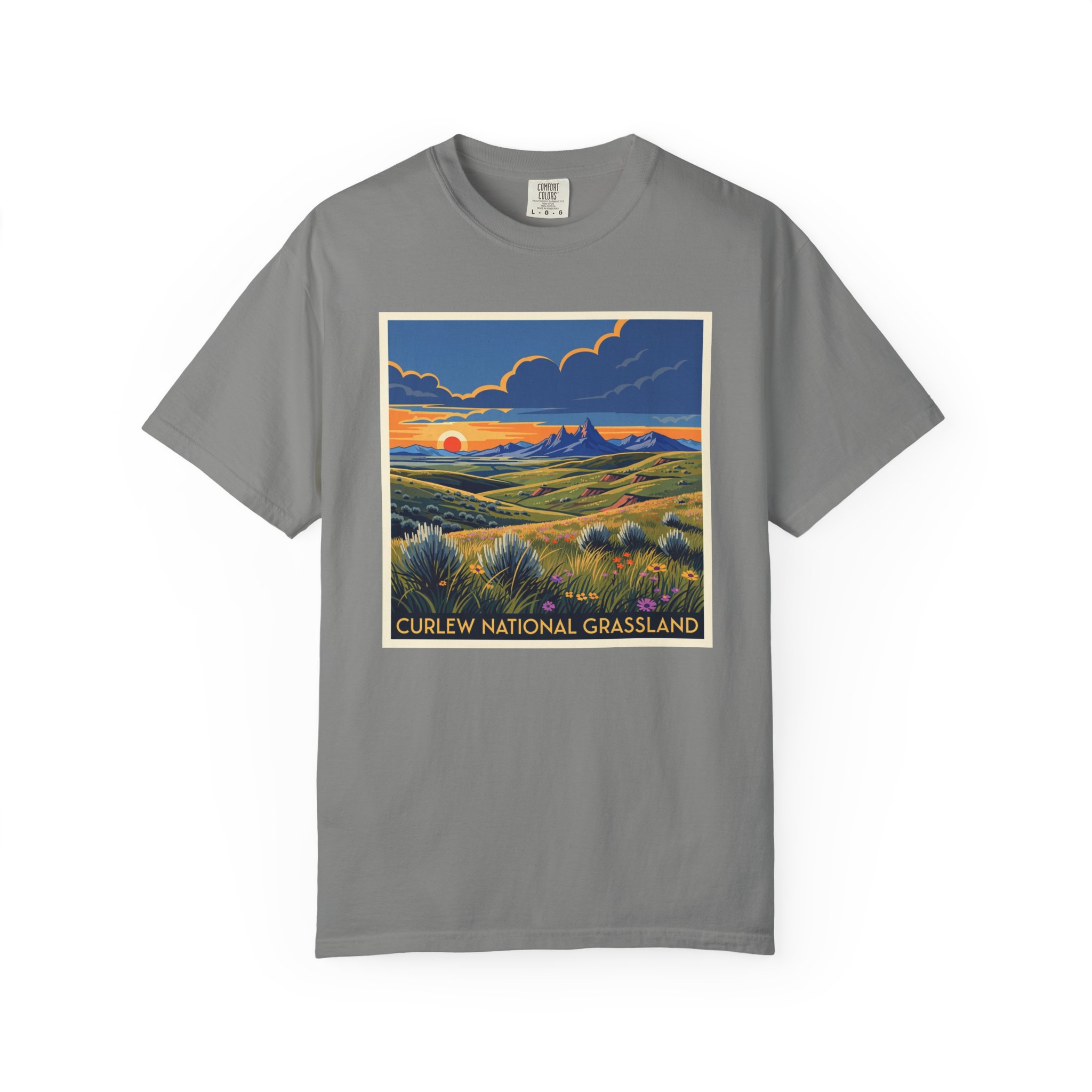 Curlew National Grassland WPA Style Unisex T-shirt - Image 7