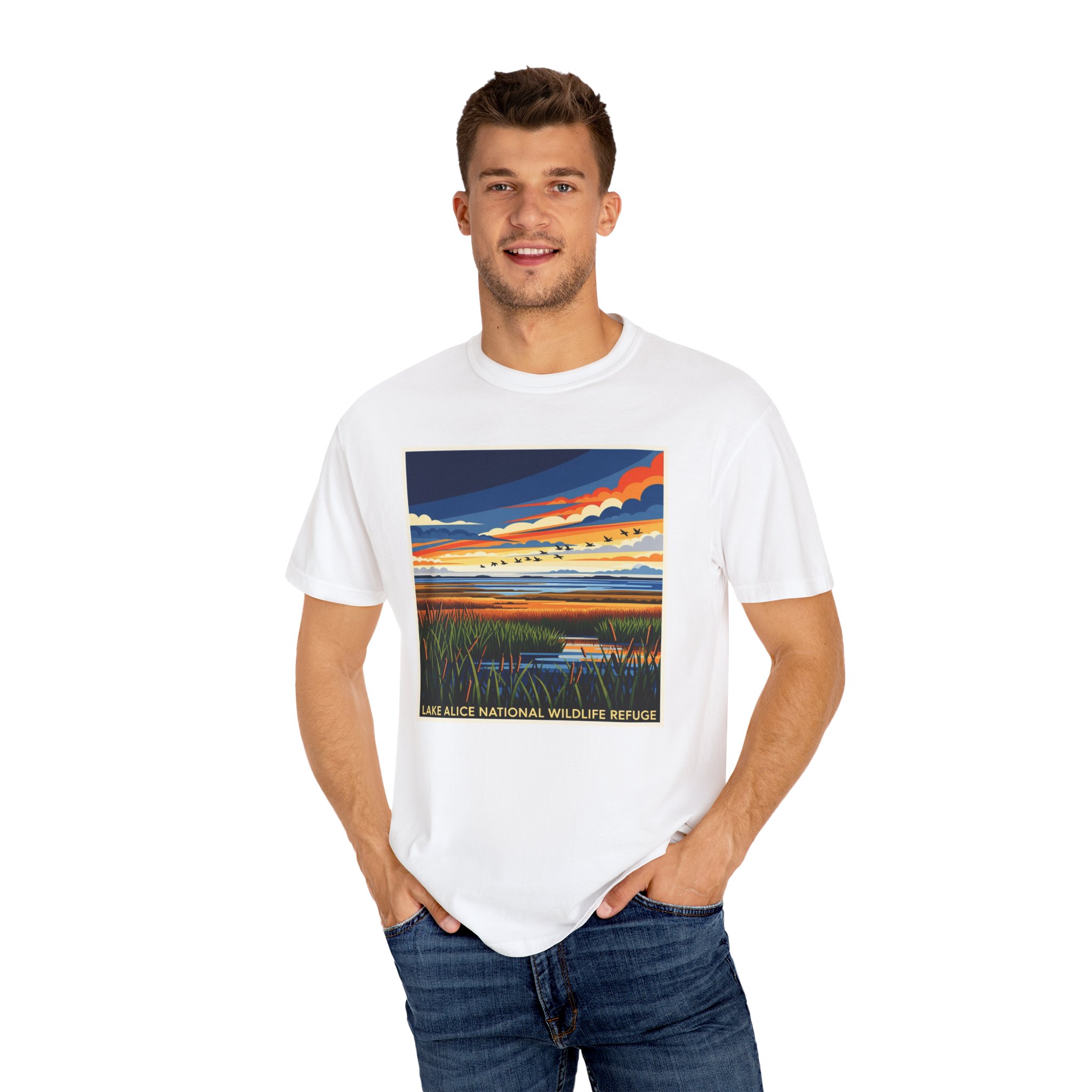 Lake Alice National Wildlife Refuge WPA Style Unisex T-shirt - Image 4
