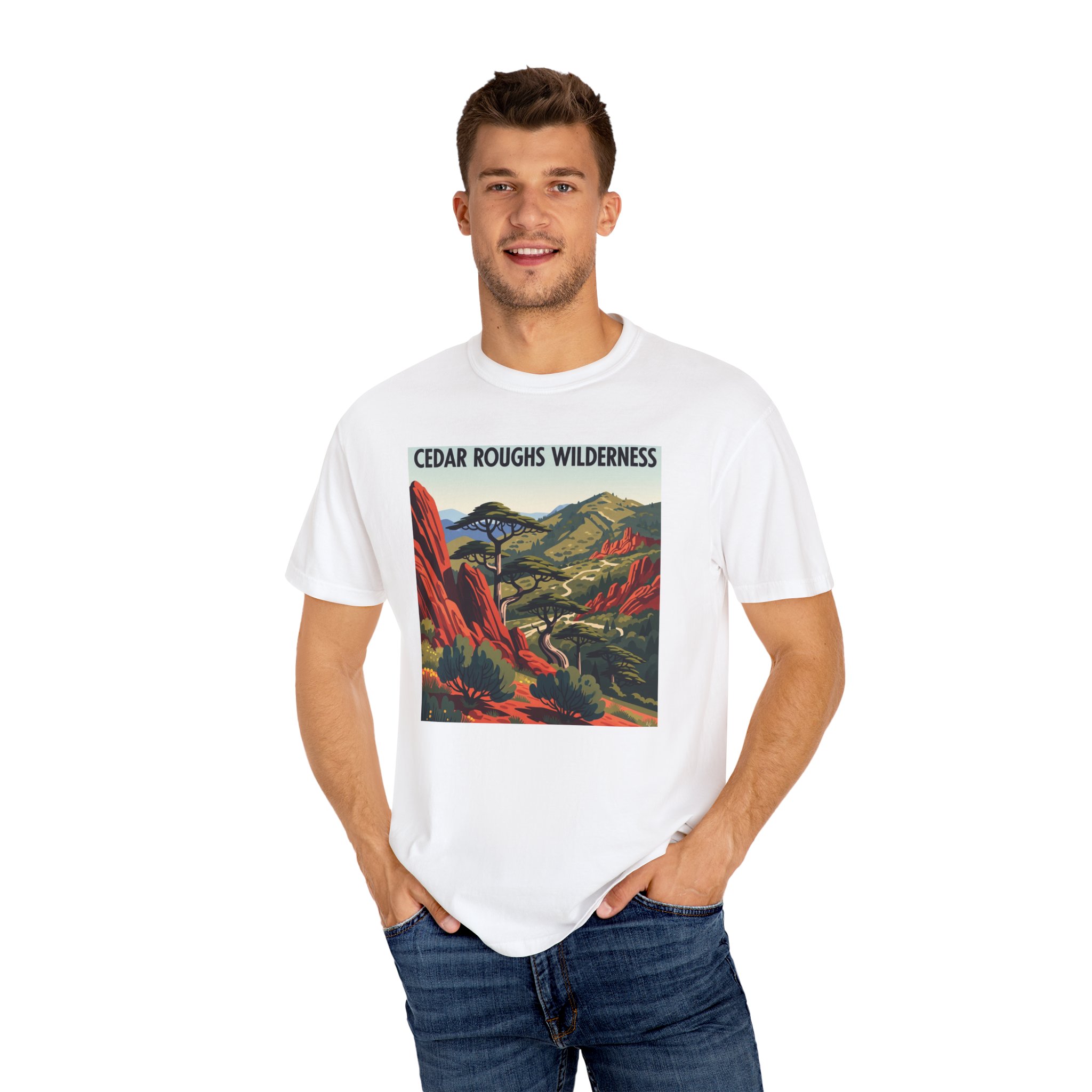 Cedar Roughs Wilderness WPA Style Unisex T-shirt - Image 4