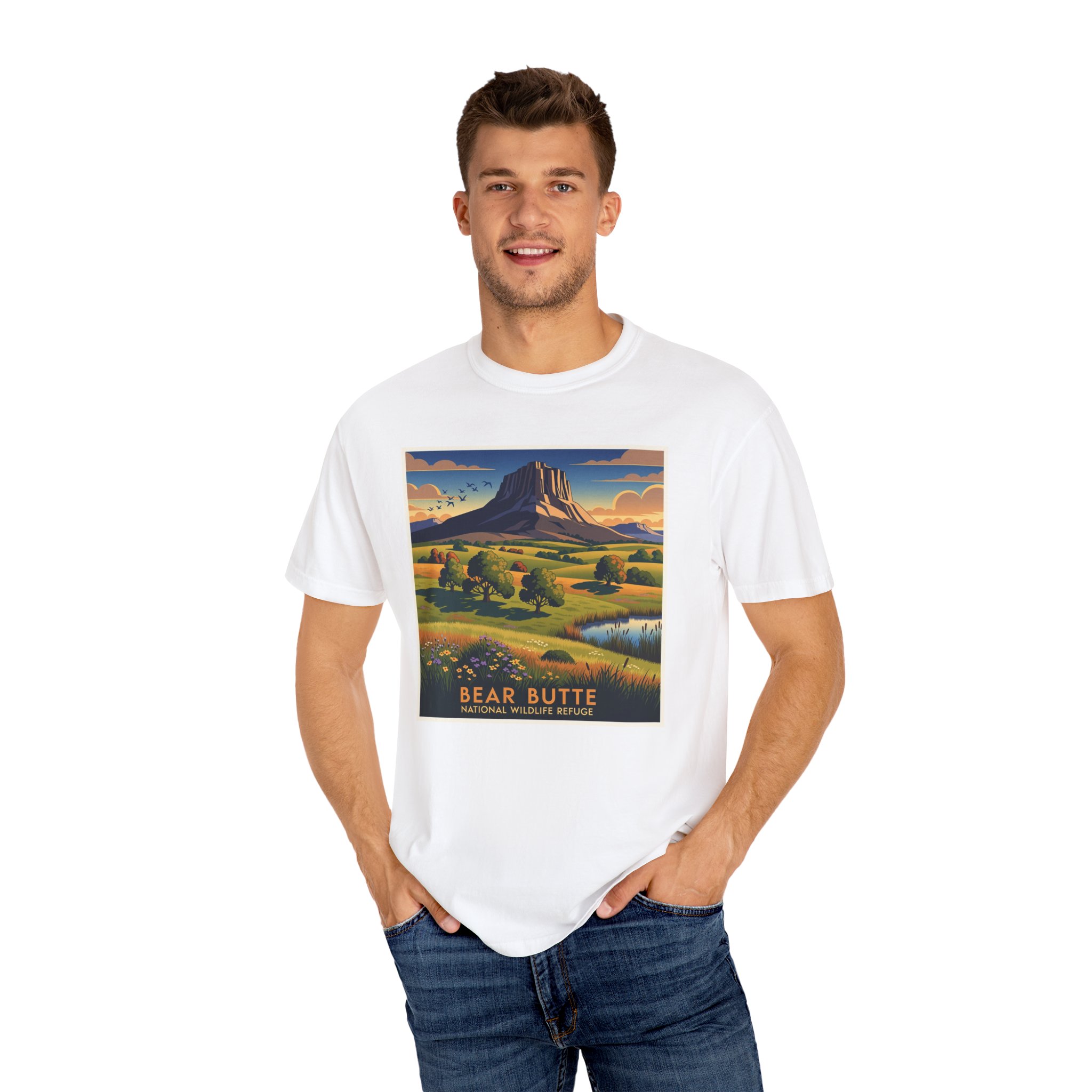 Bear Butte National Wildlife Refuge WPA Style Unisex T-shirt - Image 4