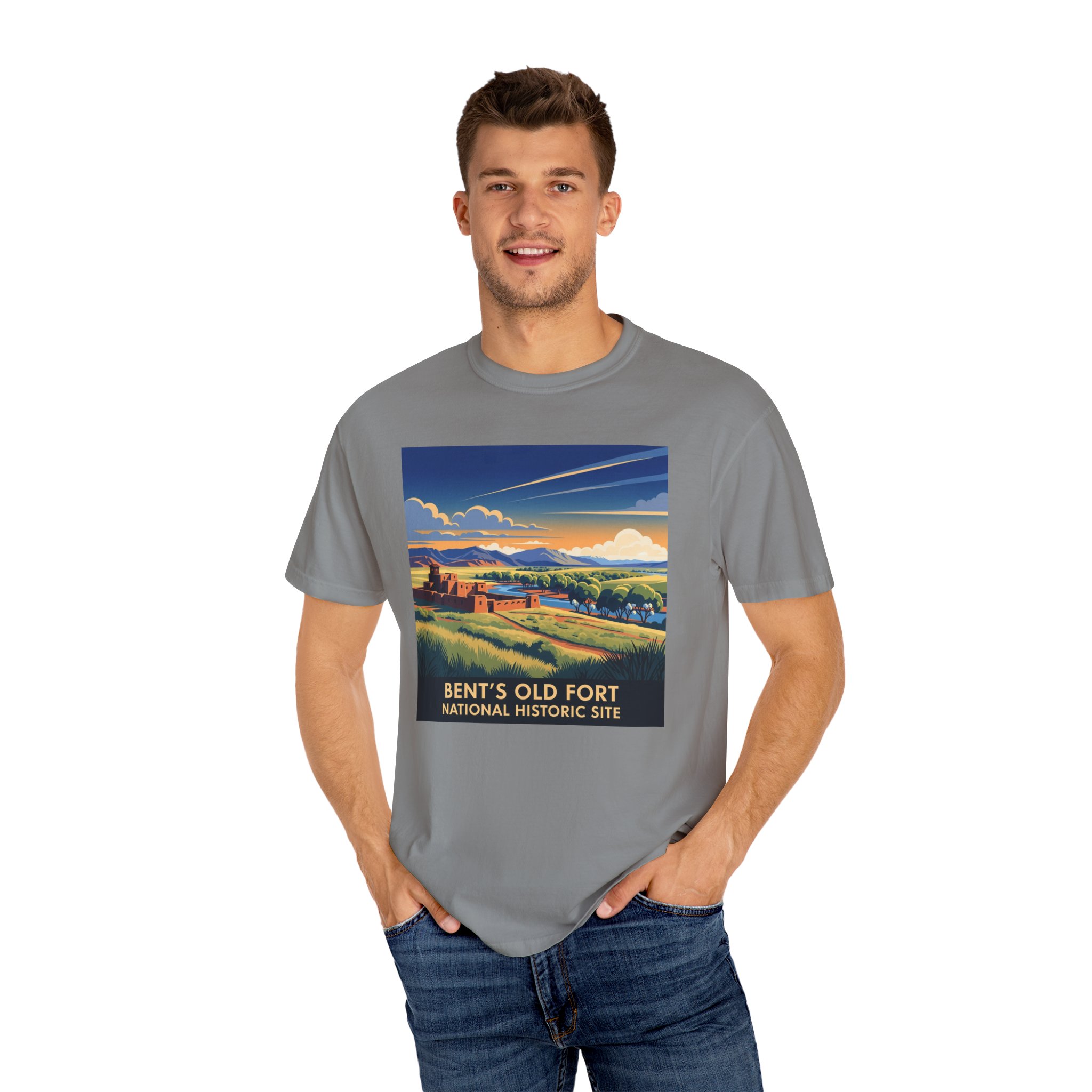Bent's Old Fort National Historic Site WPA Style Unisex T-shirt - Image 10