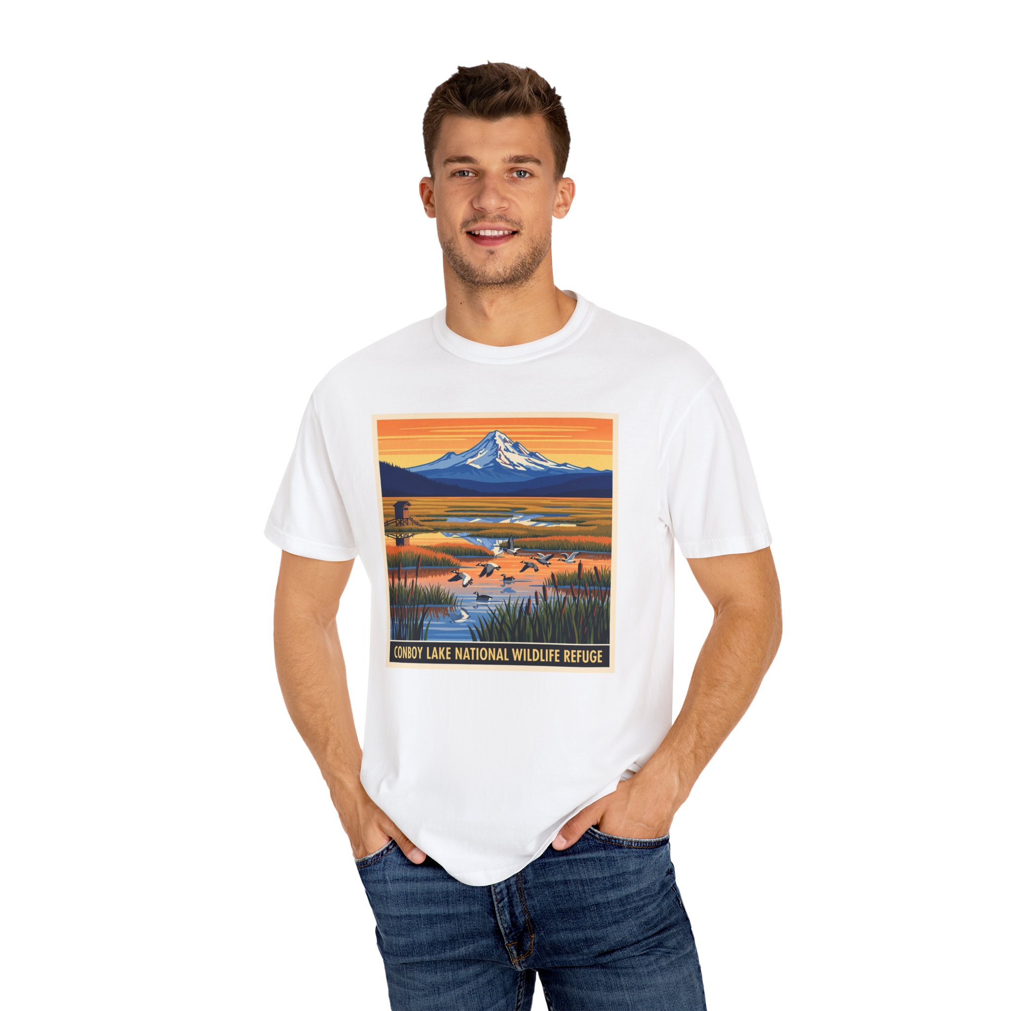 Conboy Lake National Wildlife Refuge WPA Style Unisex T-shirt - Image 4