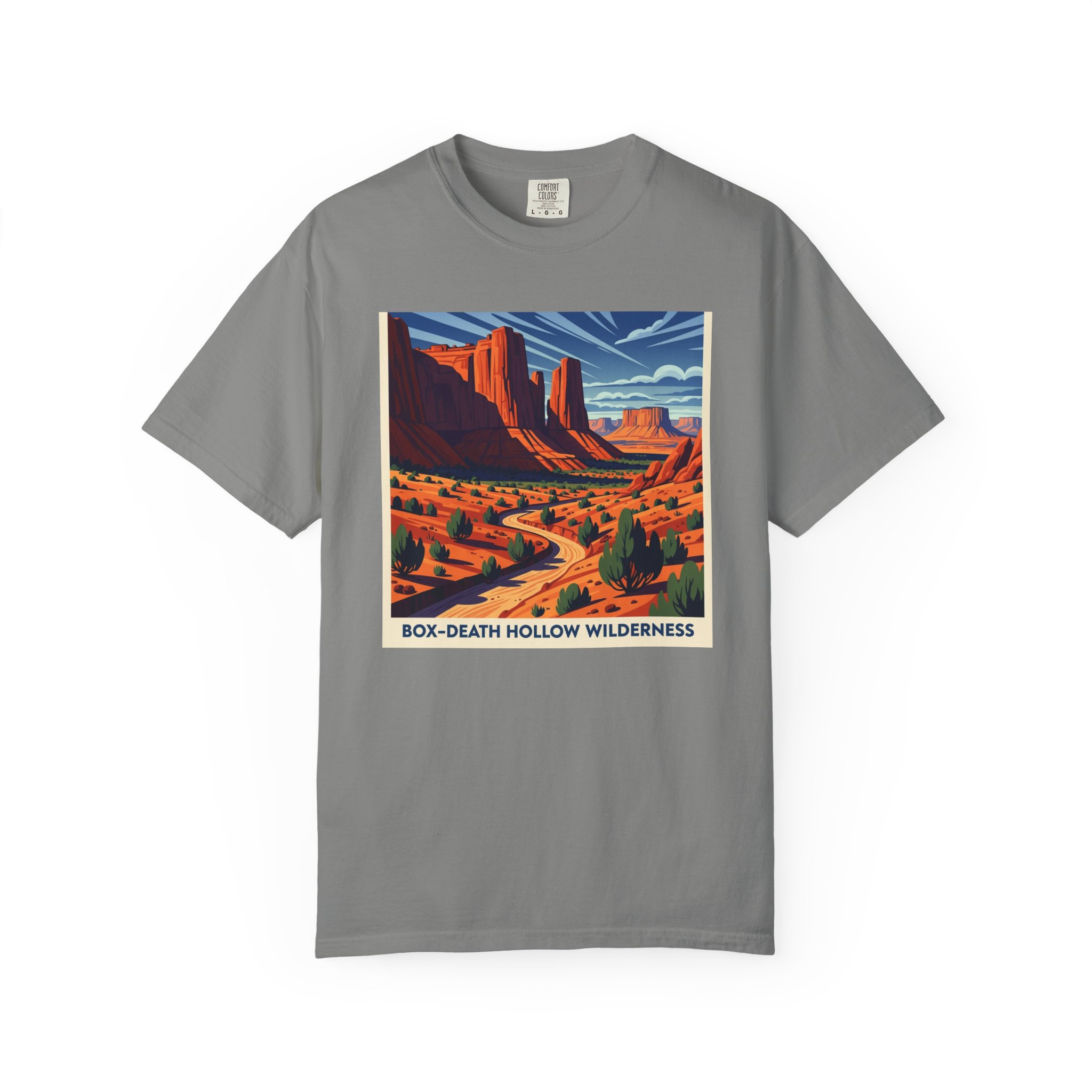 Box–Death Hollow Wilderness WPA Style Unisex T-shirt - Image 7