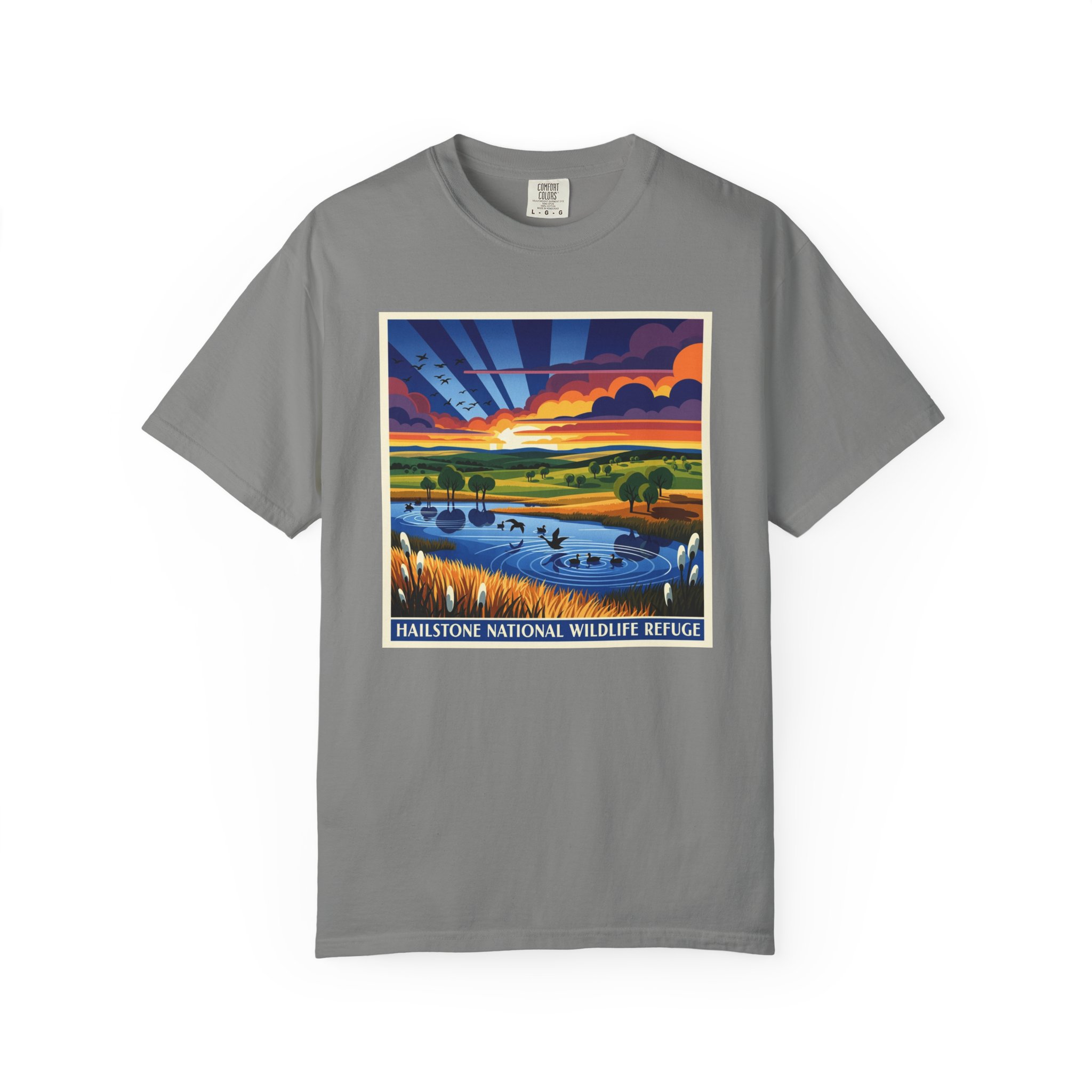 Hailstone National Wildlife Refuge WPA Style Unisex T-shirt - Image 7