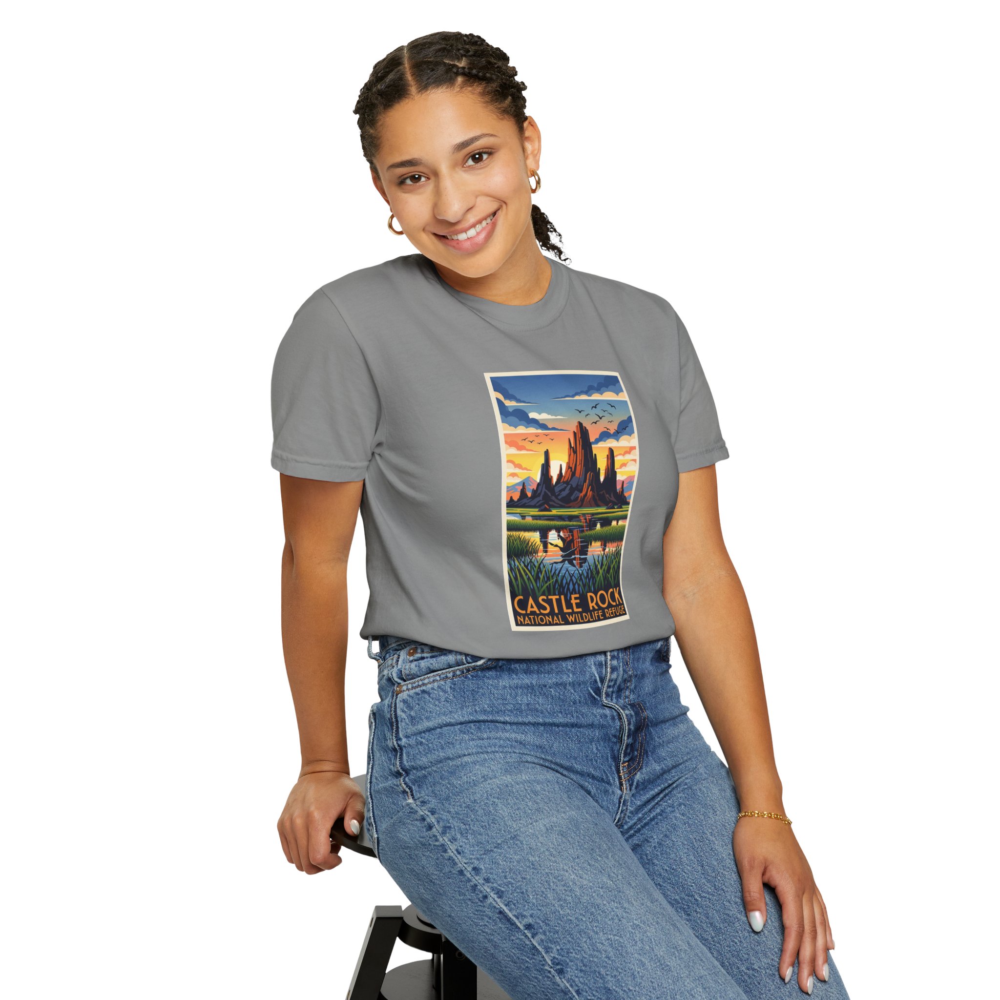 Castle Rock National Wildlife Refuge WPA Style Unisex T-shirt - Image 11