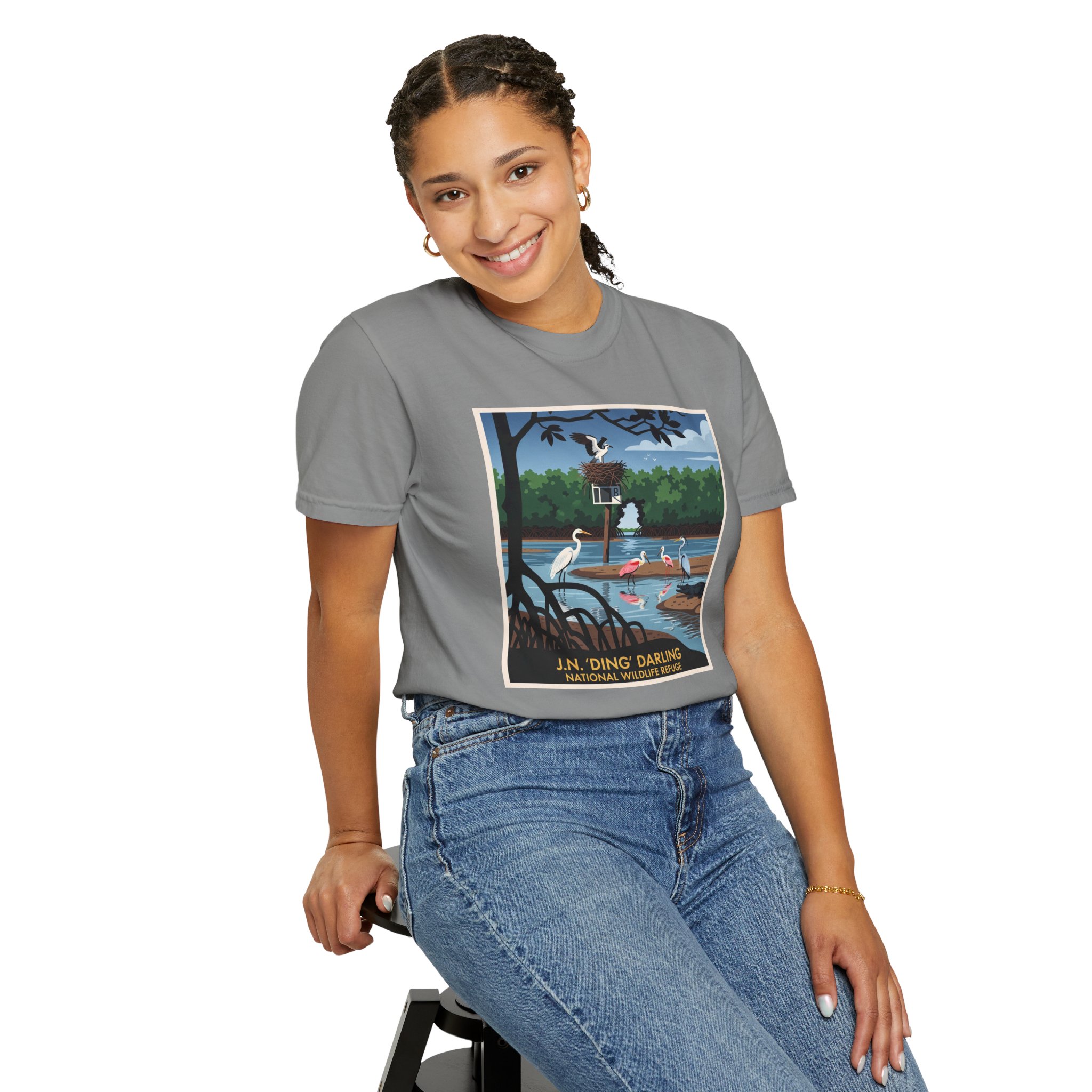 J.N. 'Ding' Darling National Wildlife Refuge WPA Style Unisex T-shirt - Image 11