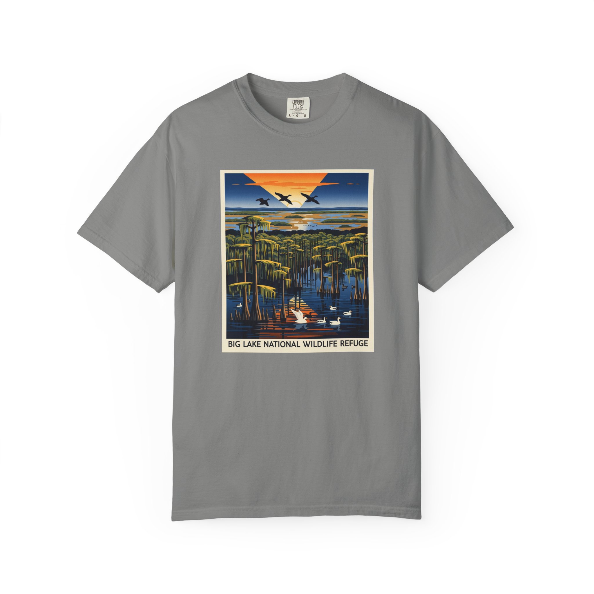 Big Lake National Wildlife Refuge WPA Style Unisex T-shirt - Image 7