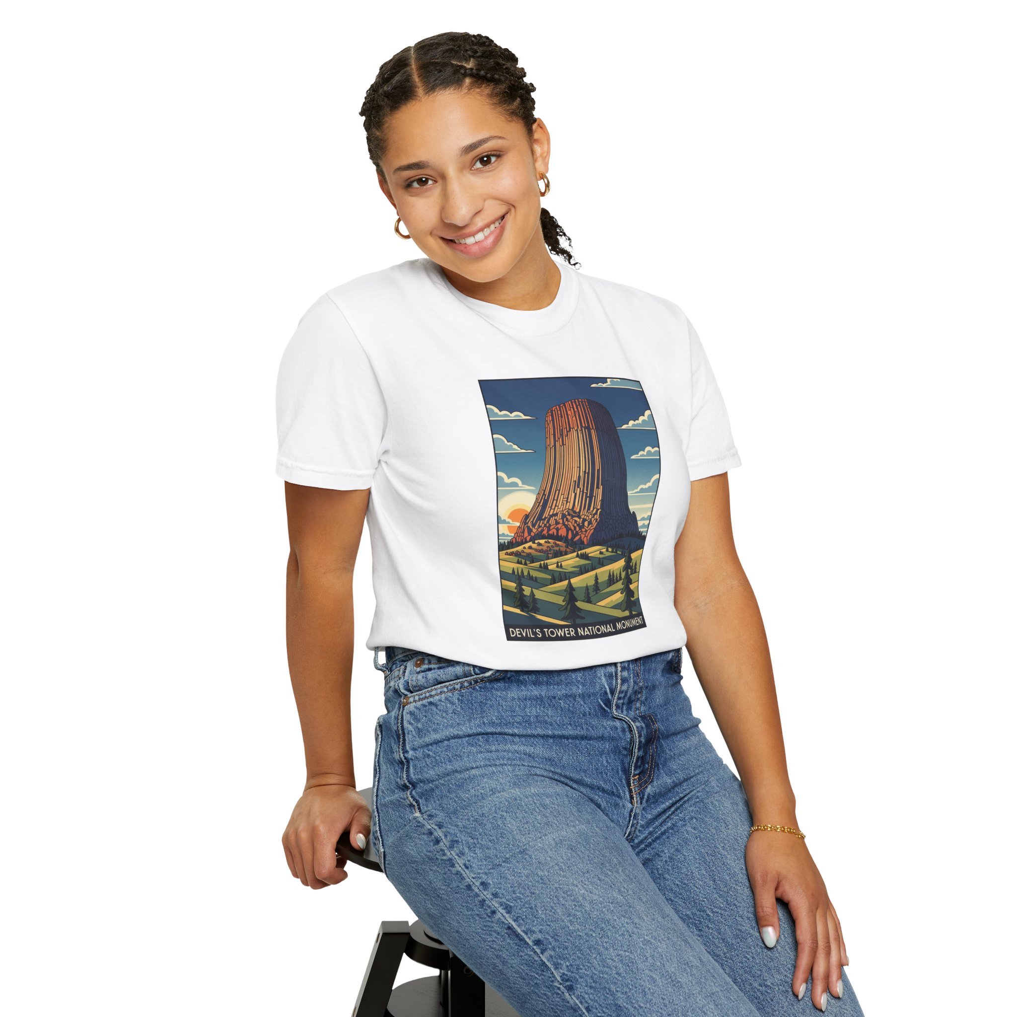 Devil's Tower National Monument WPA Style Unisex T-shirt - Image 5