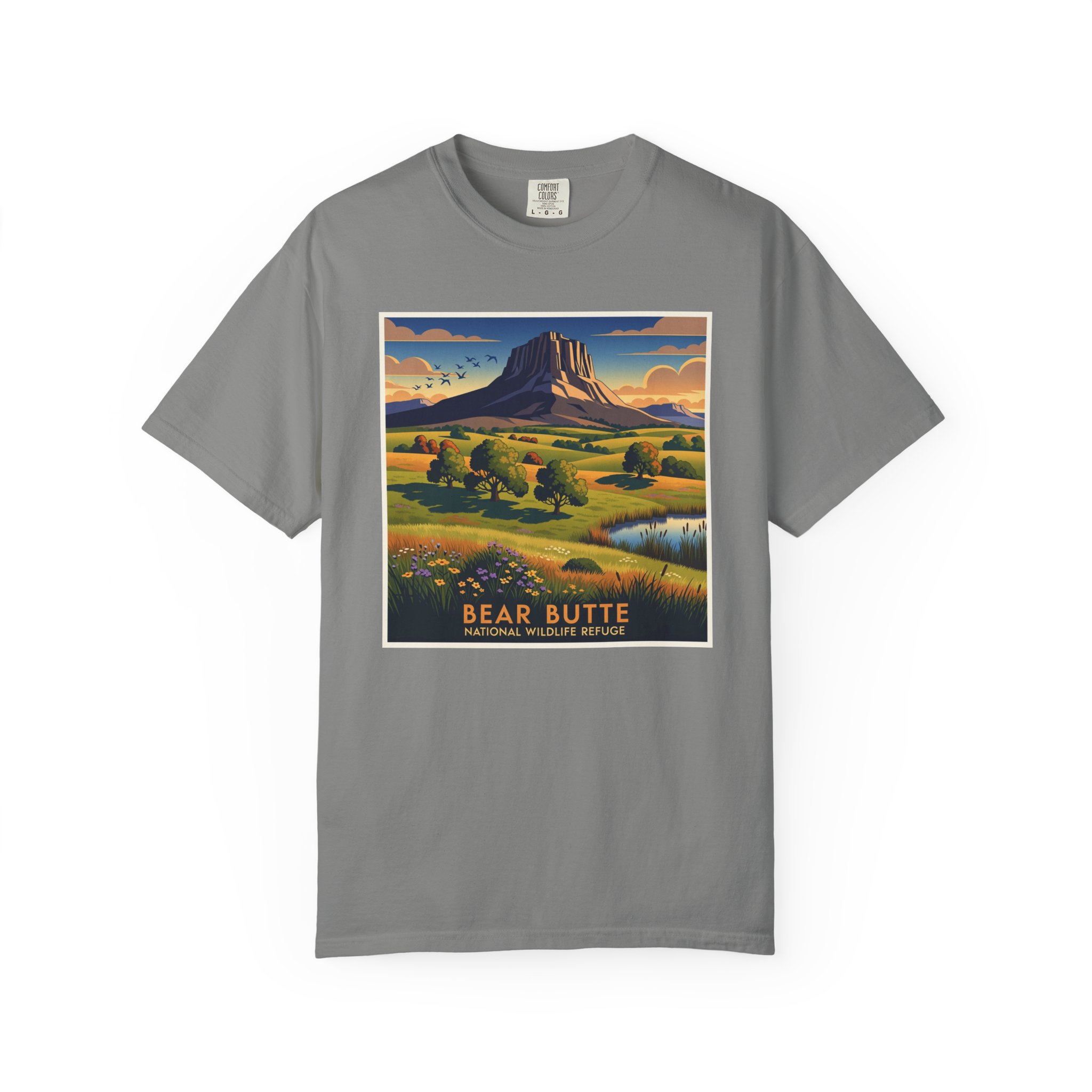 Bear Butte National Wildlife Refuge WPA Style Unisex T-shirt - Image 7