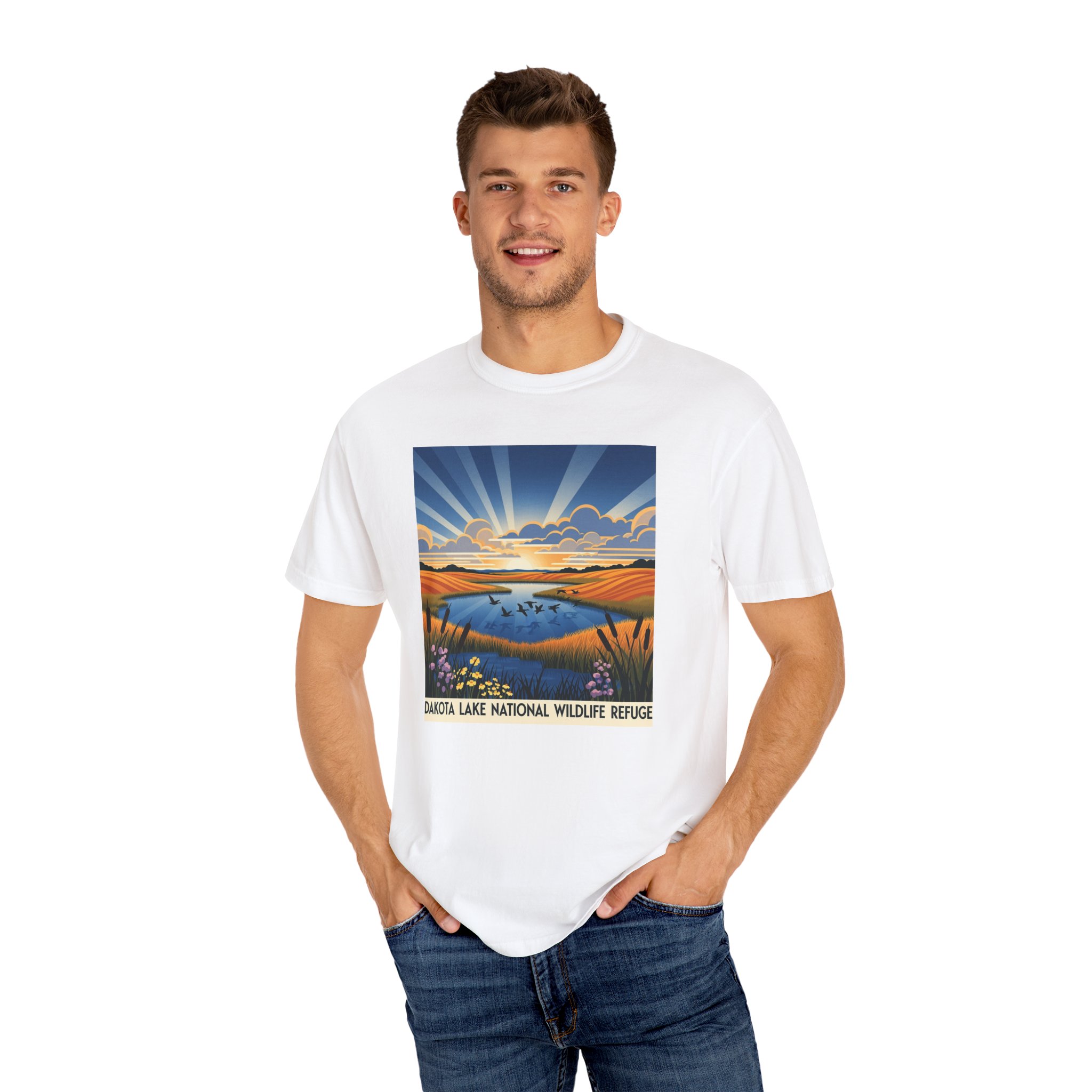 Dakota Lake National Wildlife Refuge WPA Style Unisex T-shirt - Image 4