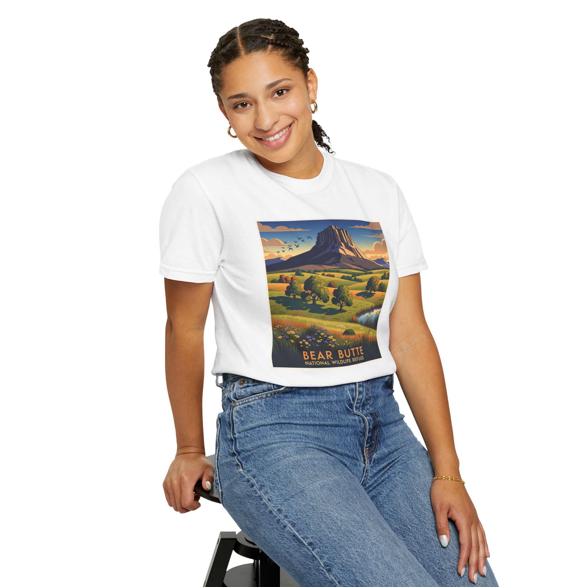 Bear Butte National Wildlife Refuge WPA Style Unisex T-shirt - Image 5