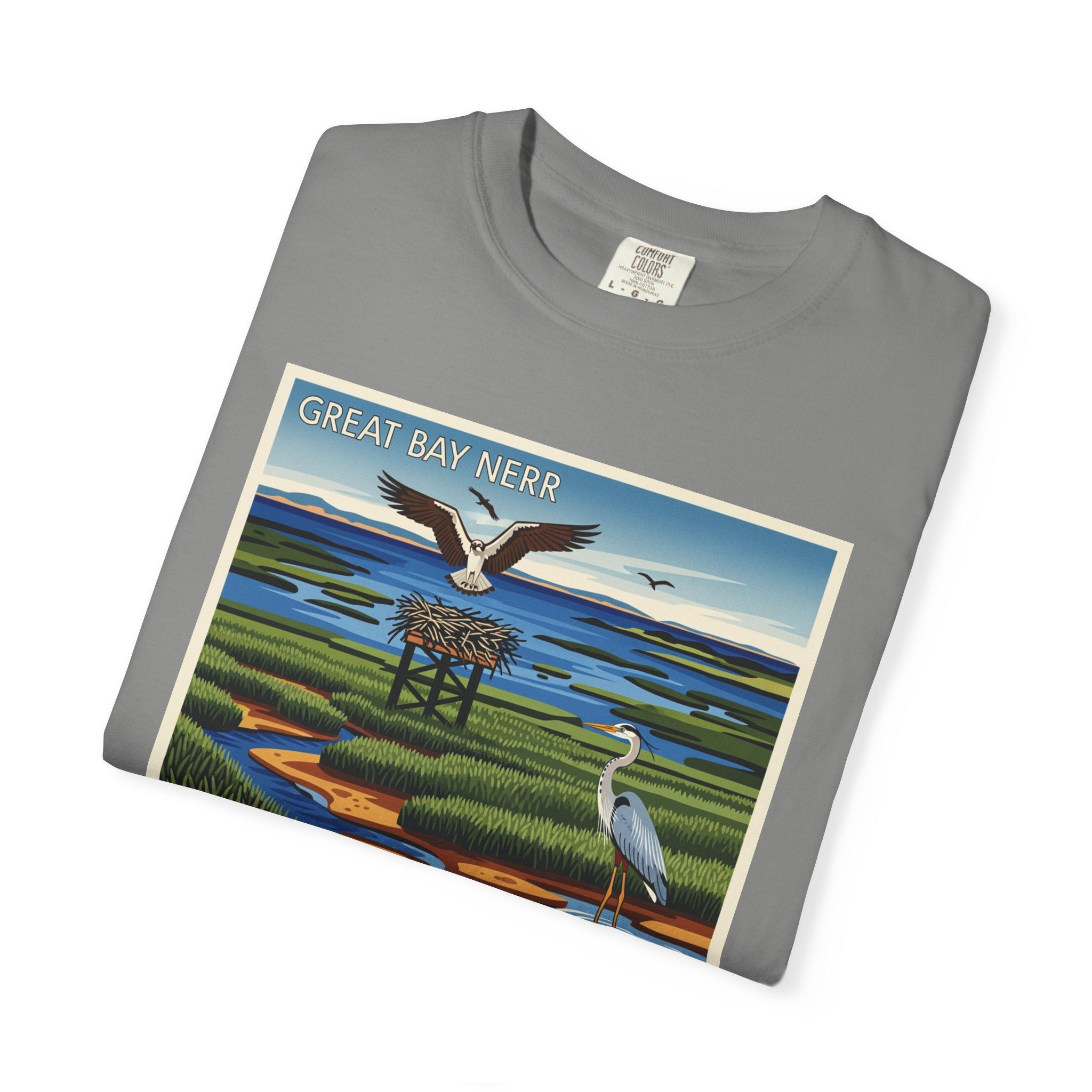 Great Bay National Estuarine Research Reserve WPA Style Unisex T-shirt - Image 9