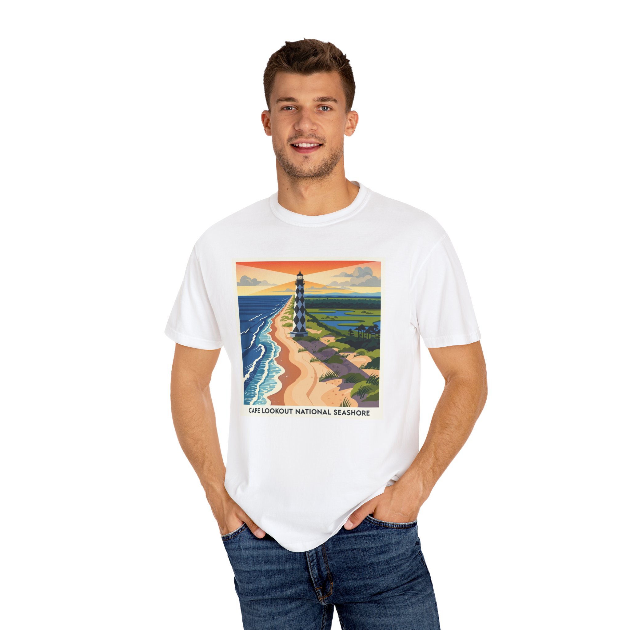Cape Lookout National Seashore WPA Style Unisex T-shirt - Image 4
