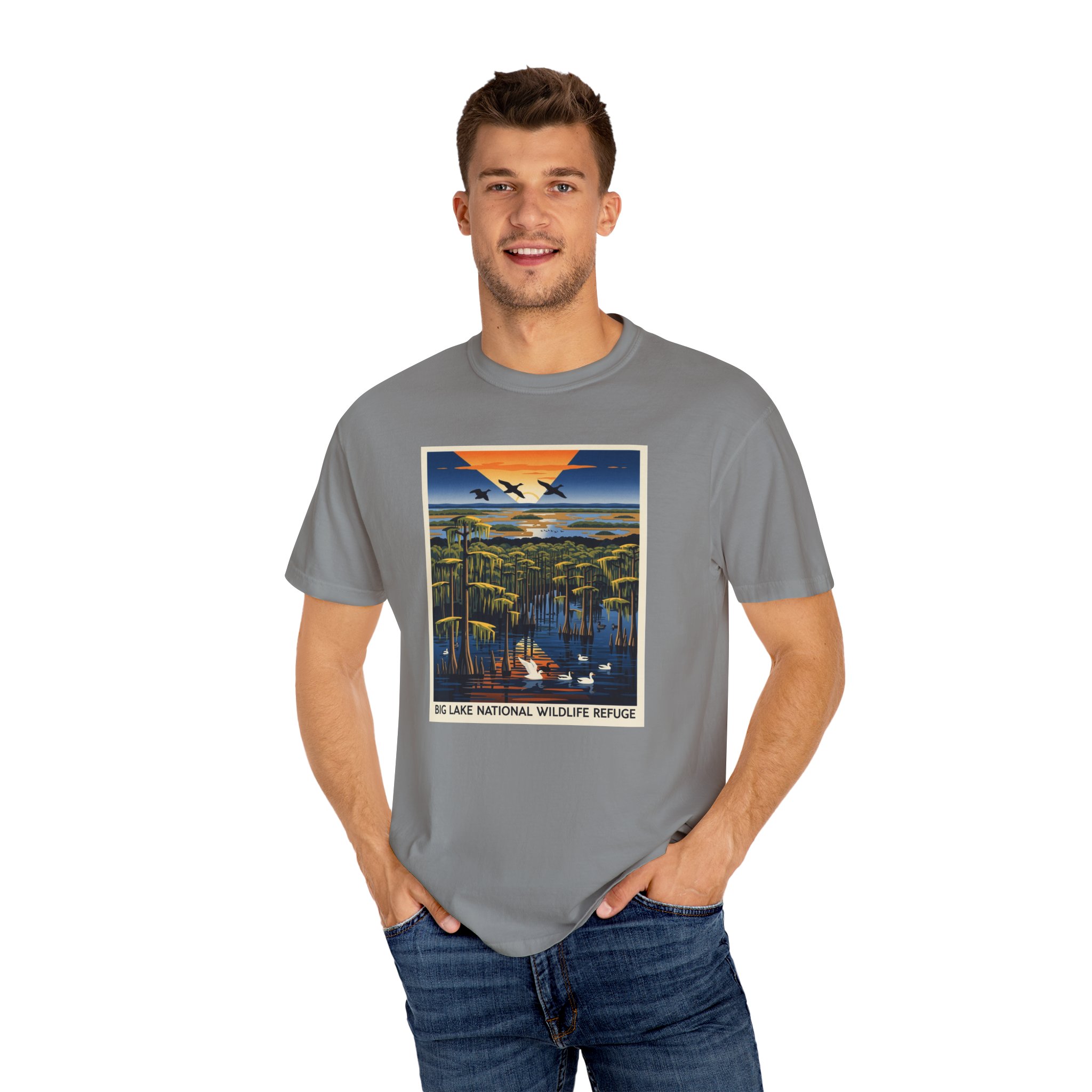 Big Lake National Wildlife Refuge WPA Style Unisex T-shirt - Image 10