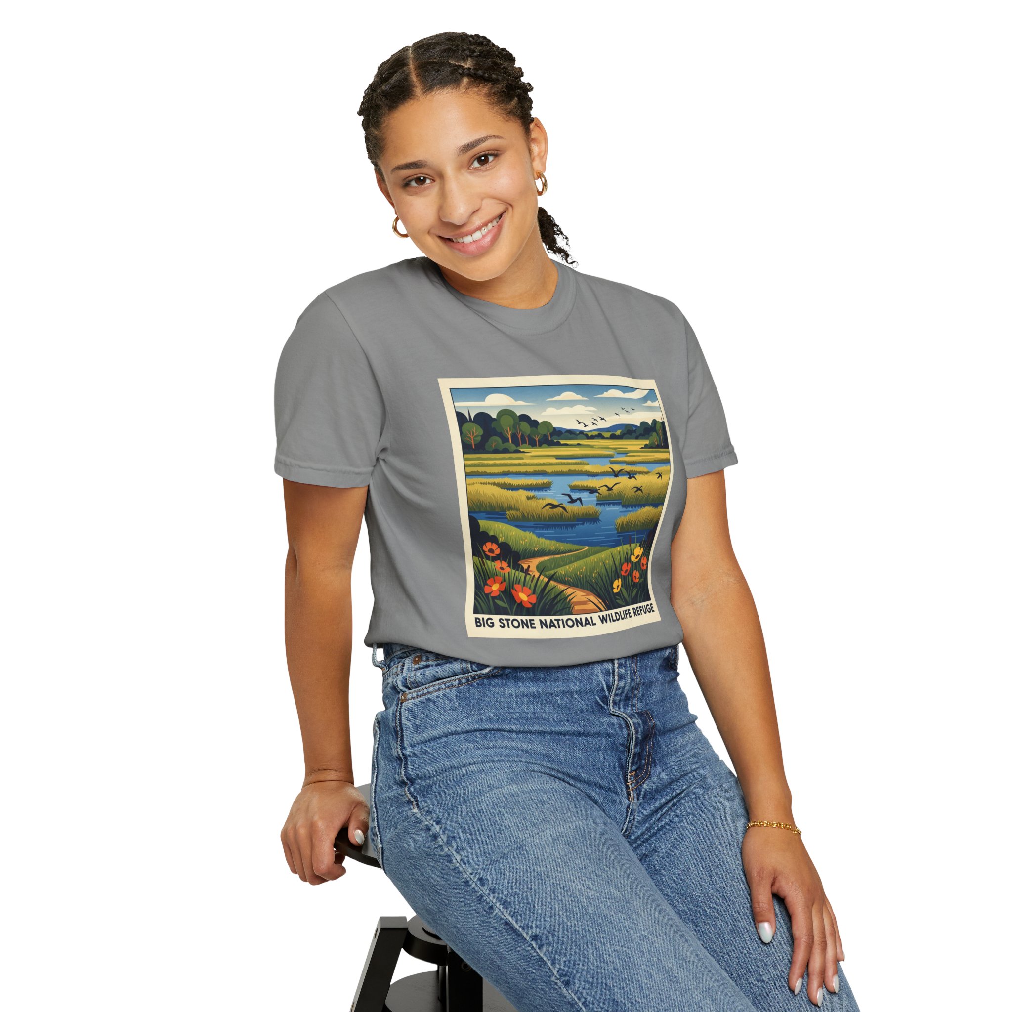 Big Stone National Wildlife Refuge WPA Style Unisex T-shirt - Image 11