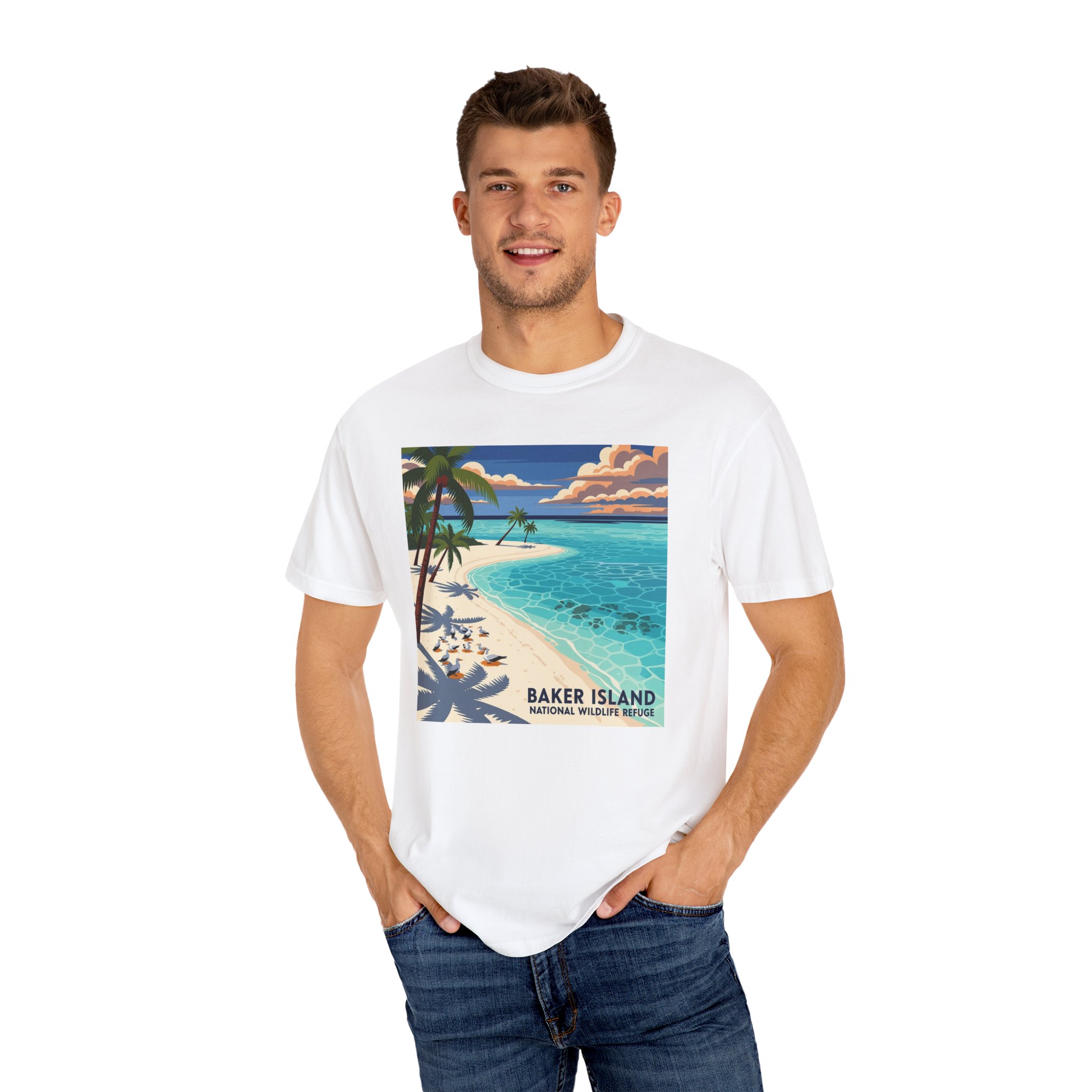Baker Island National Wildlife Refuge WPA Style Unisex T-shirt - Image 4