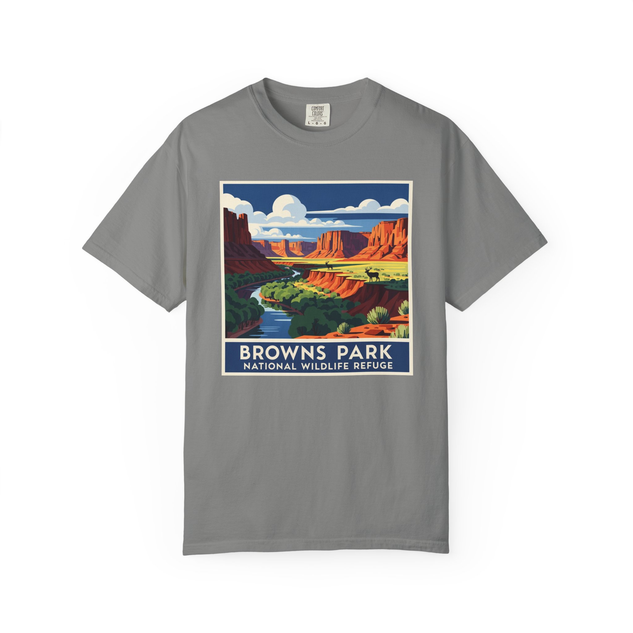 Browns Park National Wildlife Refuge WPA Style Unisex T-shirt - Image 7