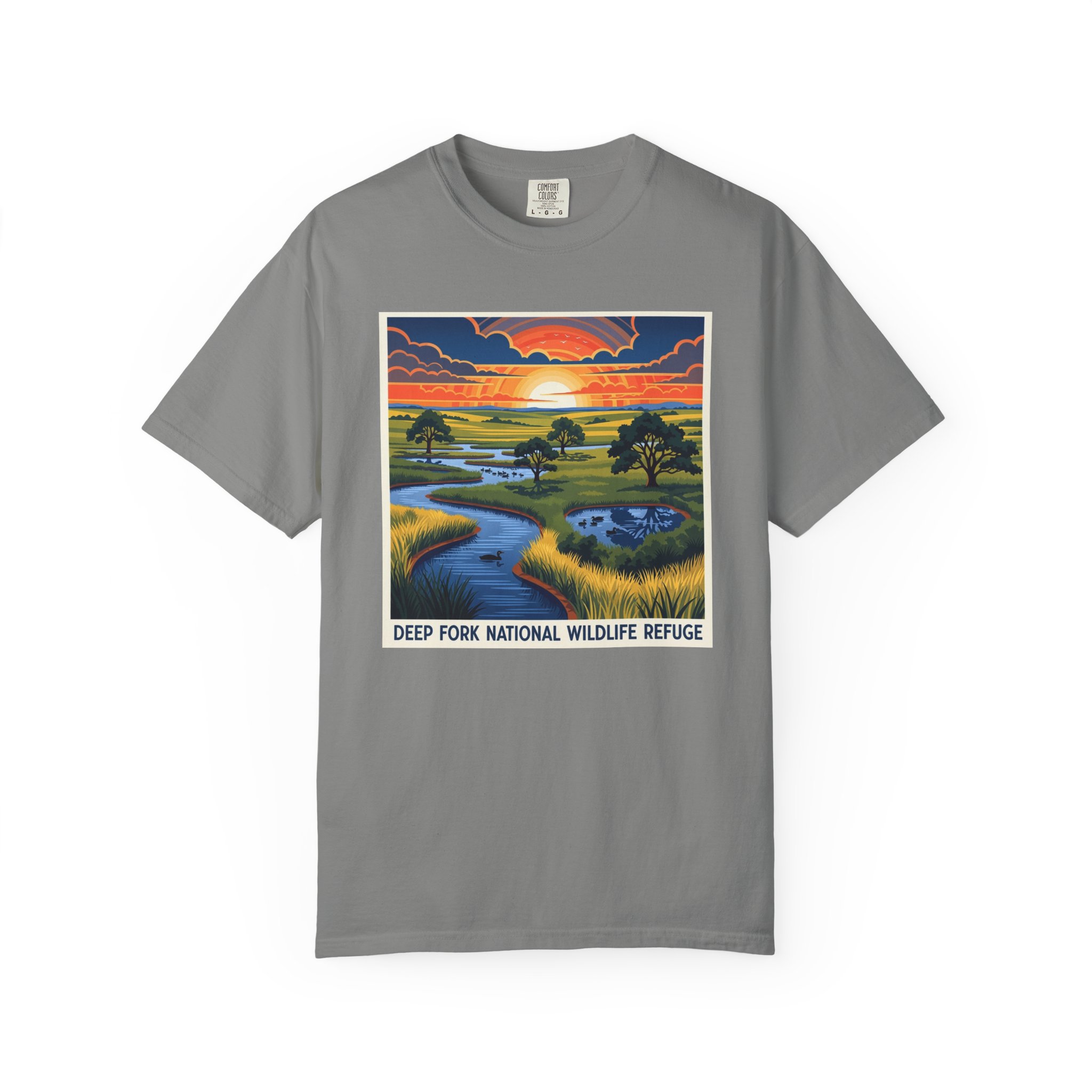 Deep Fork National Wildlife Refuge WPA Style Unisex T-shirt - Image 7