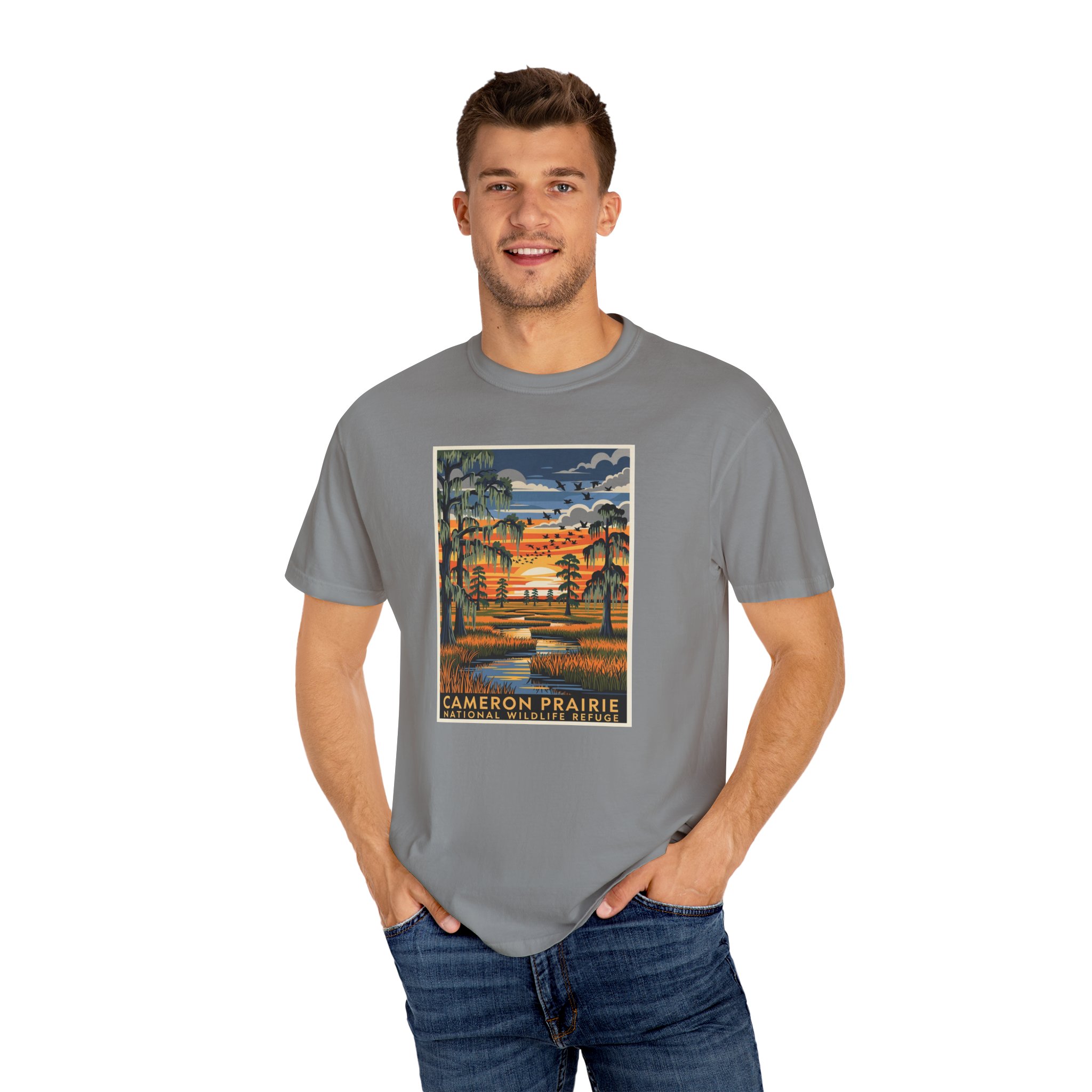 Cameron Prairie National Wildlife Refuge WPA Style Unisex T-shirt - Image 10
