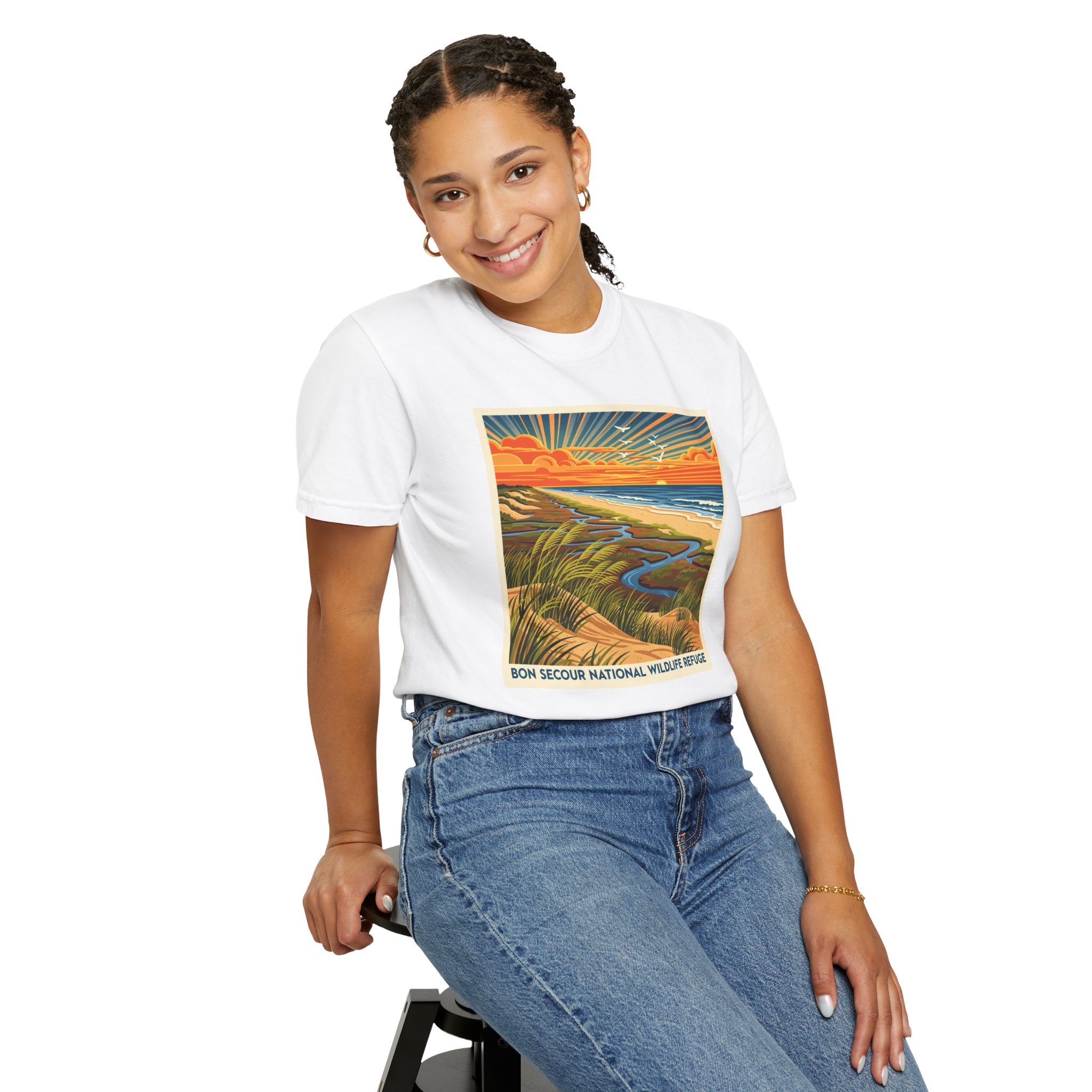 Bon Secour National Wildlife Refuge WPA Style Unisex T-shirt - Image 5