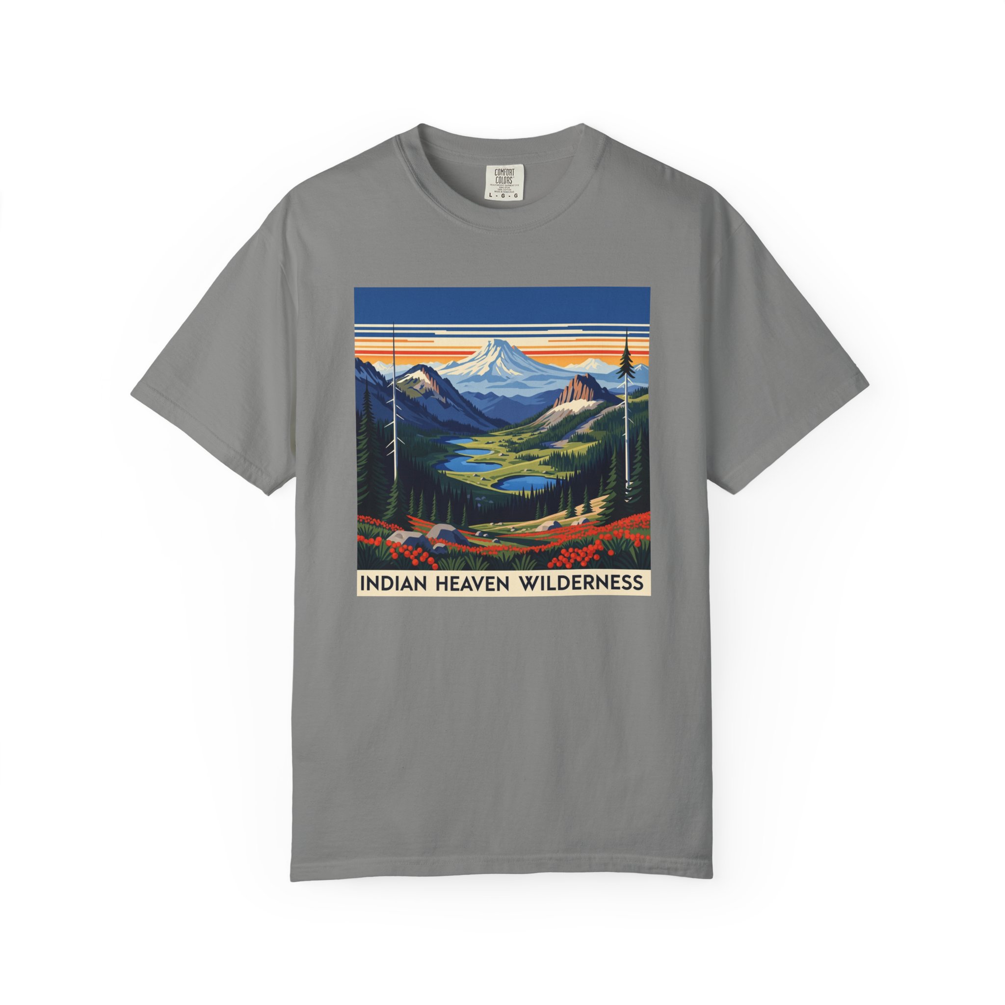 Indian Heaven Wilderness WPA Style Unisex T-shirt - Image 7