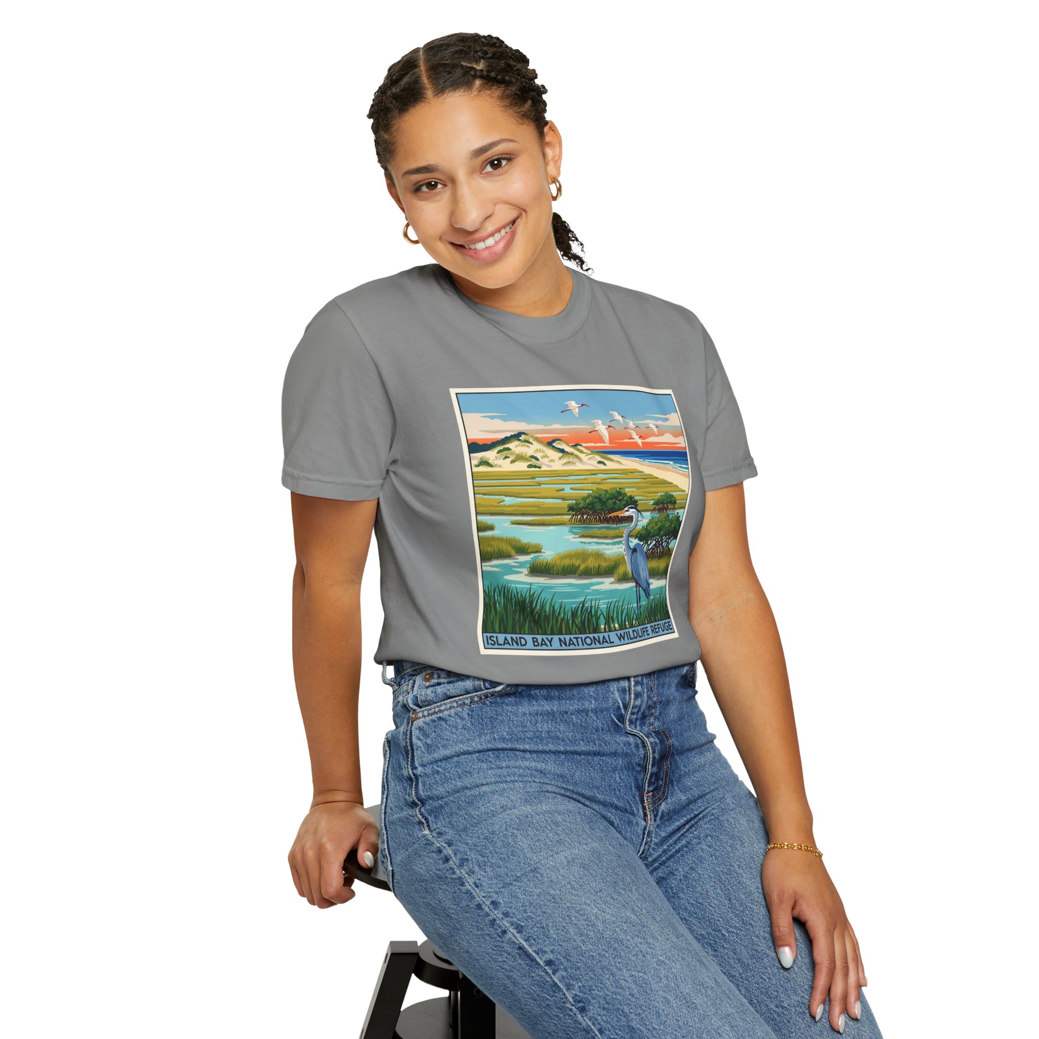 Island Bay National Wildlife Refuge WPA Style Unisex T-shirt - Image 11