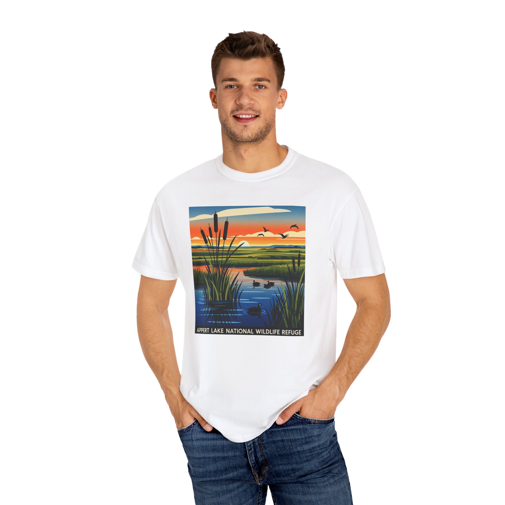 Appert Lake National Wildlife Refuge WPA Style Unisex T-shirt - Image 4