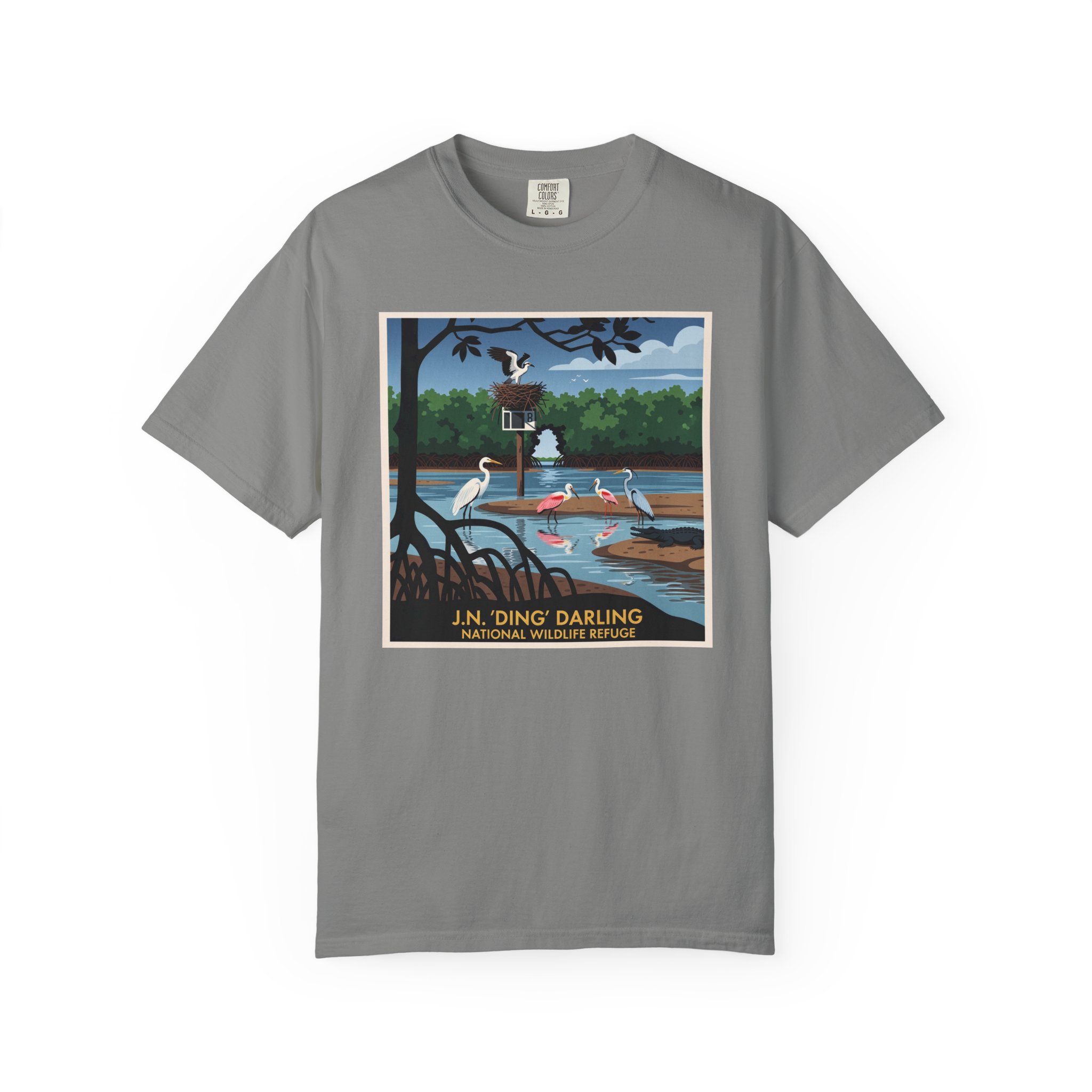 J.N. 'Ding' Darling National Wildlife Refuge WPA Style Unisex T-shirt - Image 7