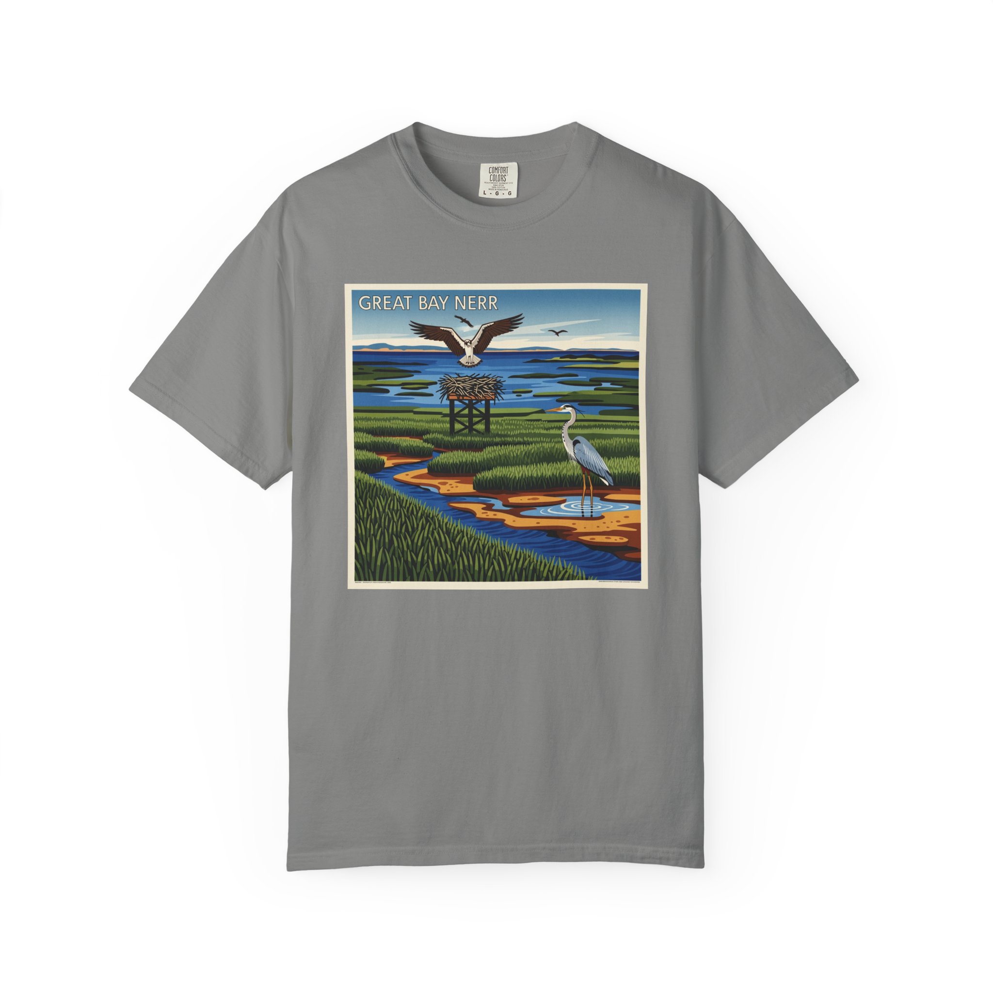 Great Bay National Estuarine Research Reserve WPA Style Unisex T-shirt - Image 7