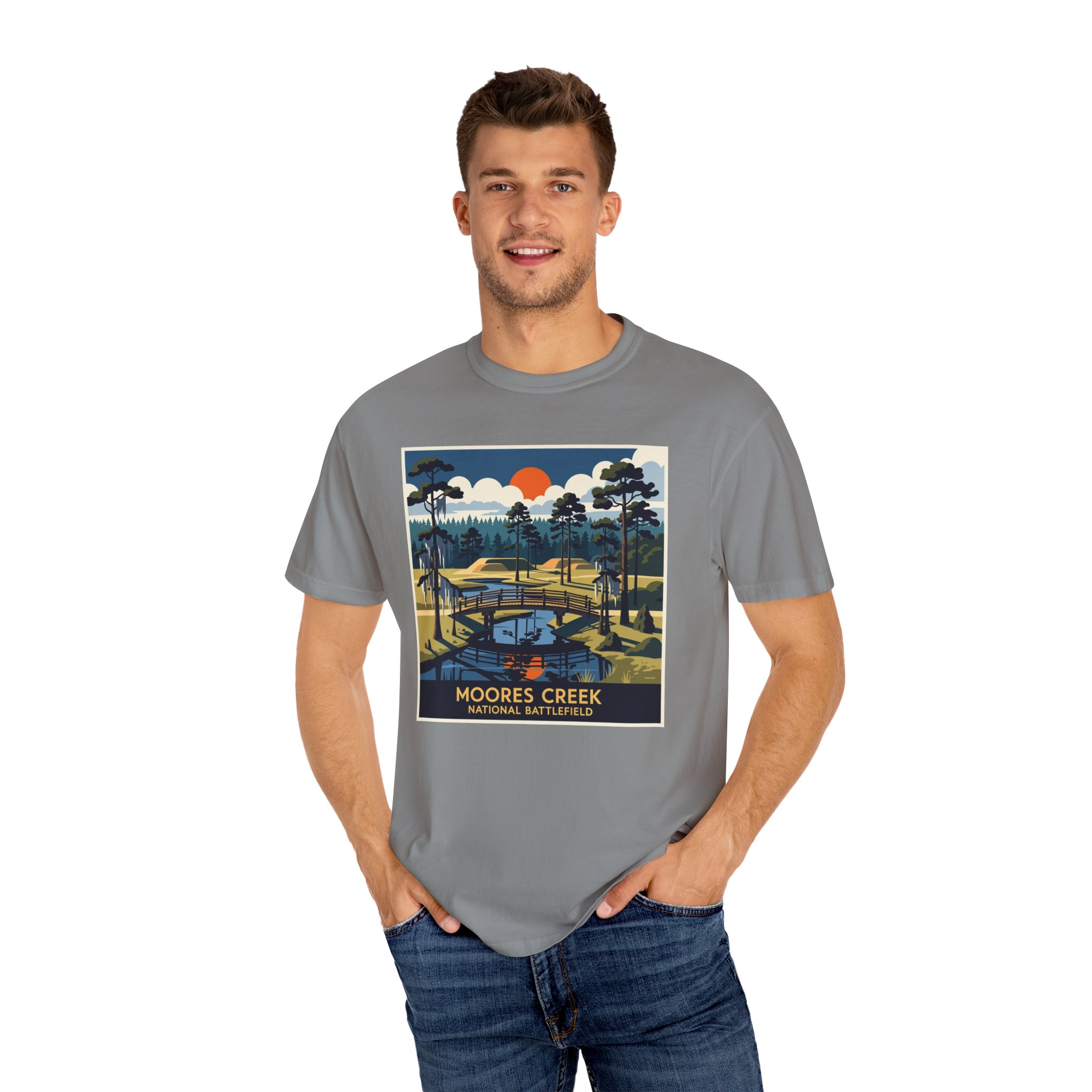 Moores Creek National Battlefield WPA Style Unisex T-shirt - Image 10