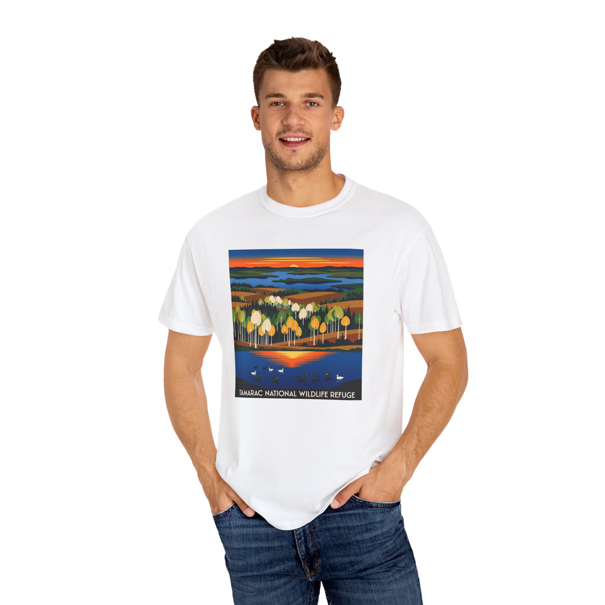 Tamarac National Wildlife Refuge WPA Style Unisex T-shirt - Image 4