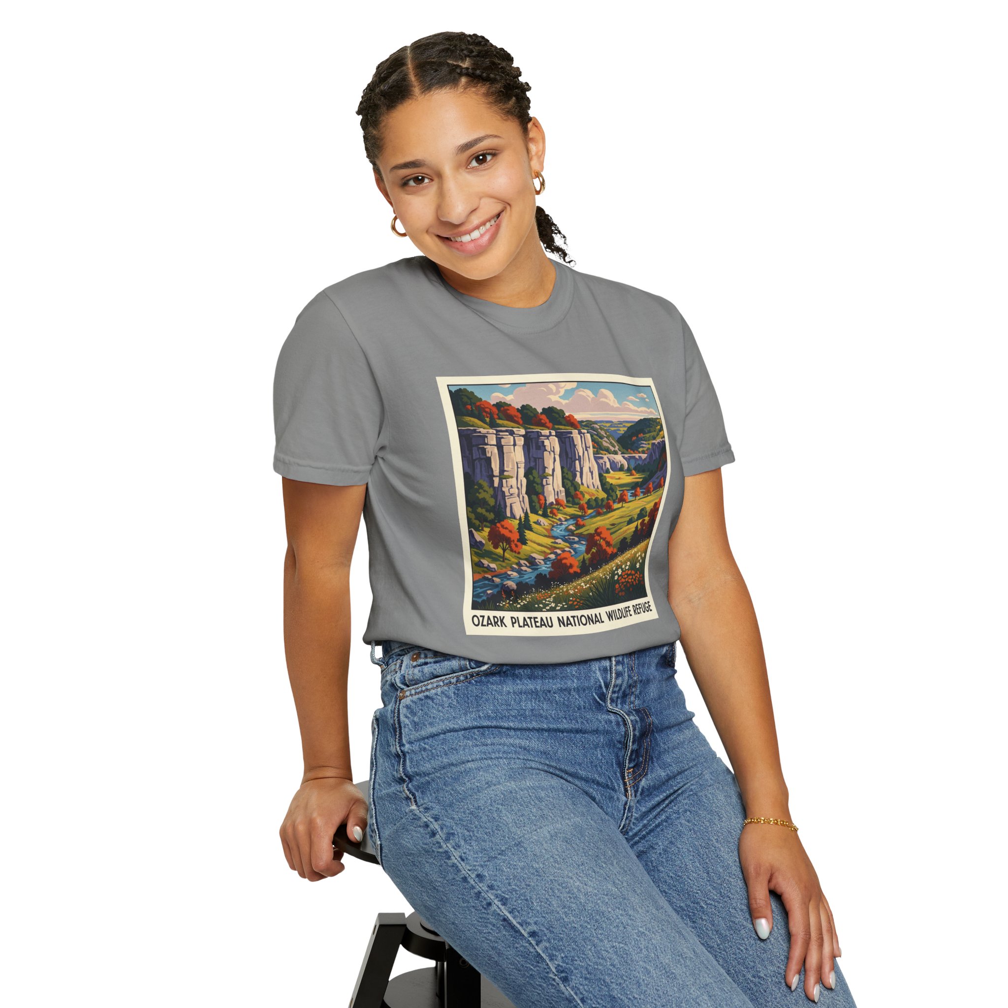 Ozark Plateau National Wildlife Refuge WPA Style Unisex T-shirt - Image 11