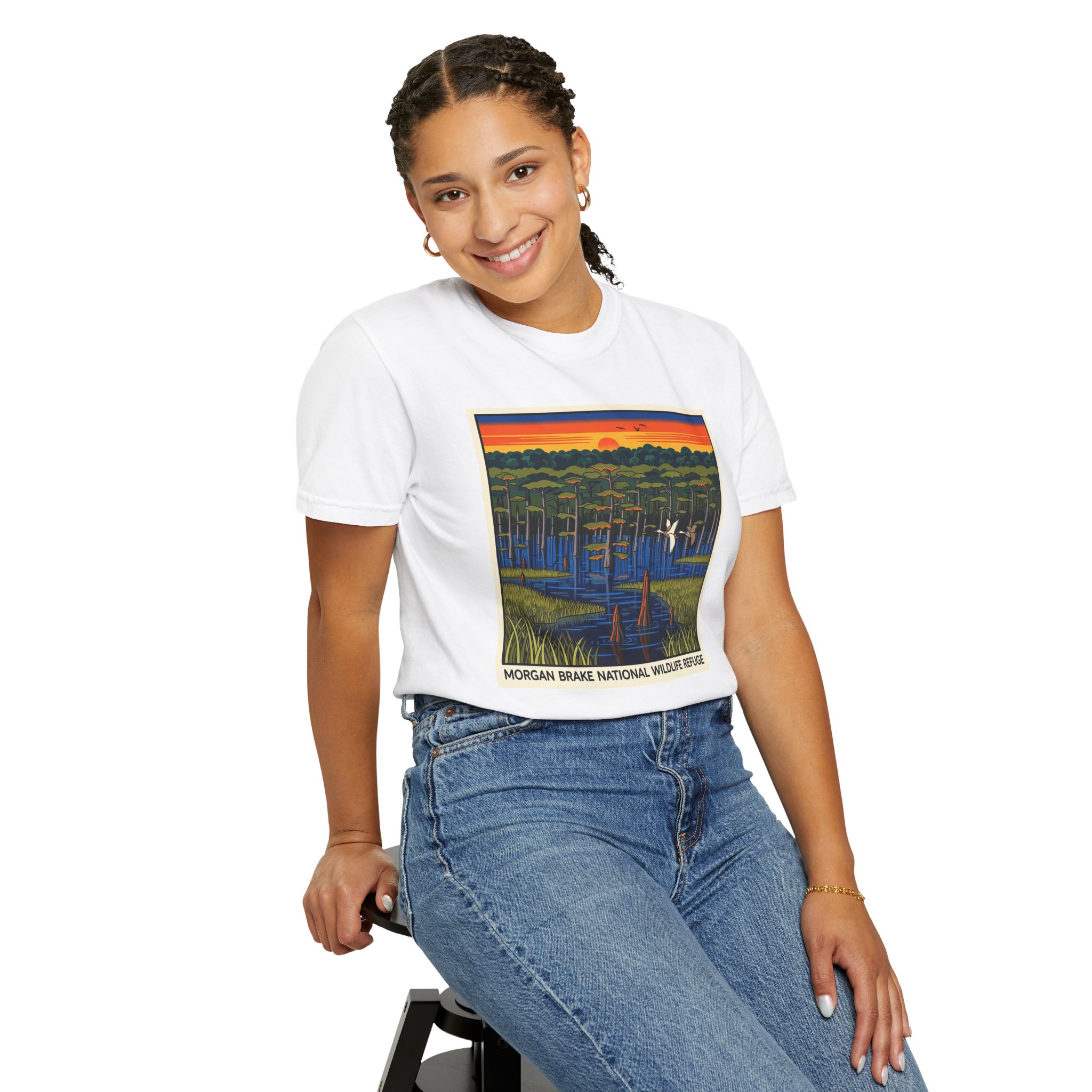 Morgan Brake National Wildlife Refuge WPA Style Unisex T-shirt - Image 5