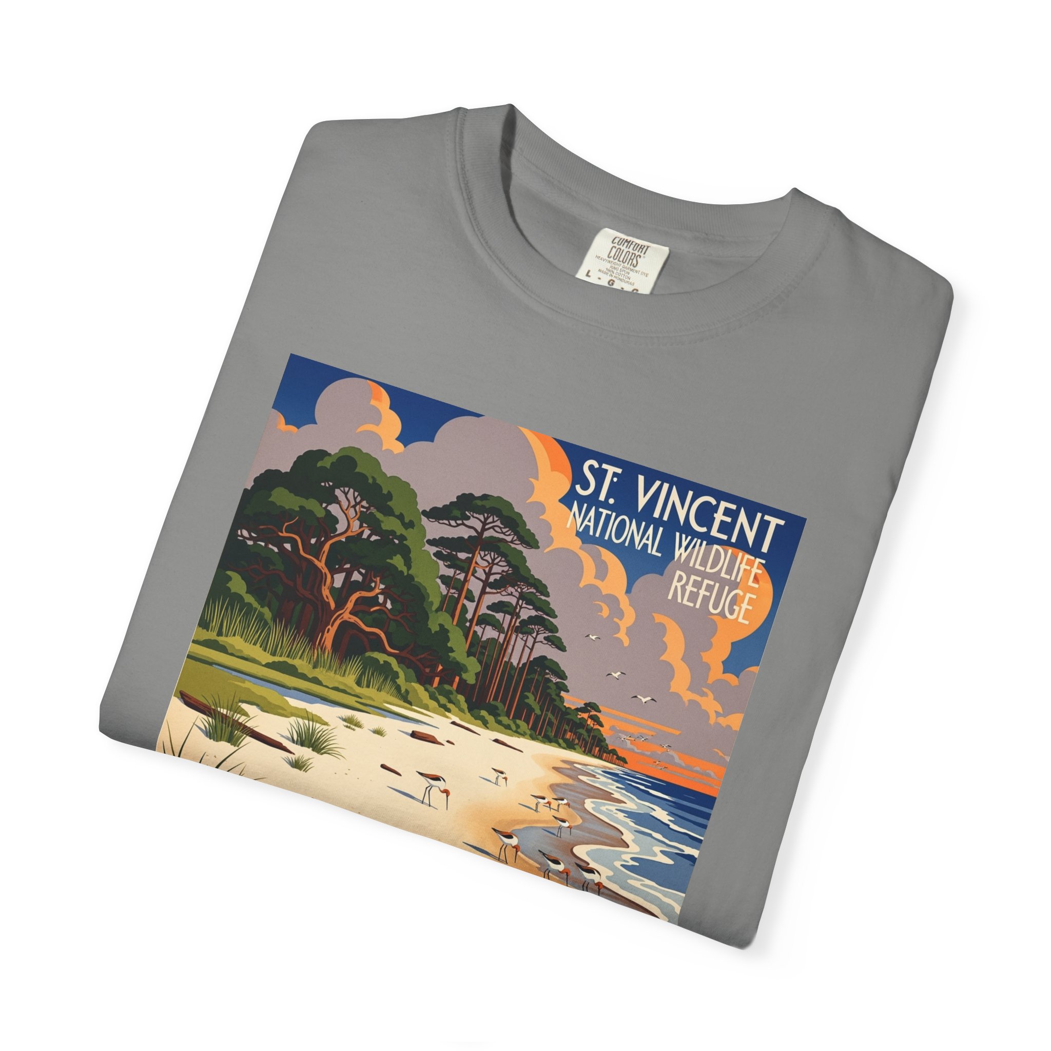 St. Vincent National Wildlife Refuge WPA Style Unisex T-shirt - Image 9