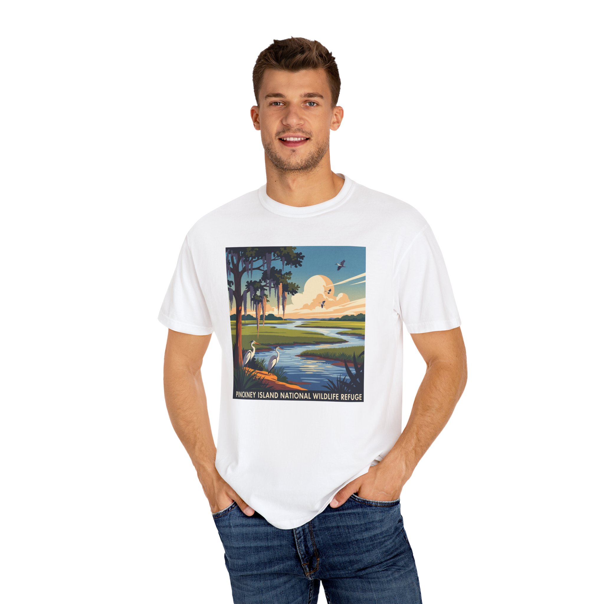 Pinckney Island National Wildlife Refuge WPA Style Unisex T-shirt - Image 4
