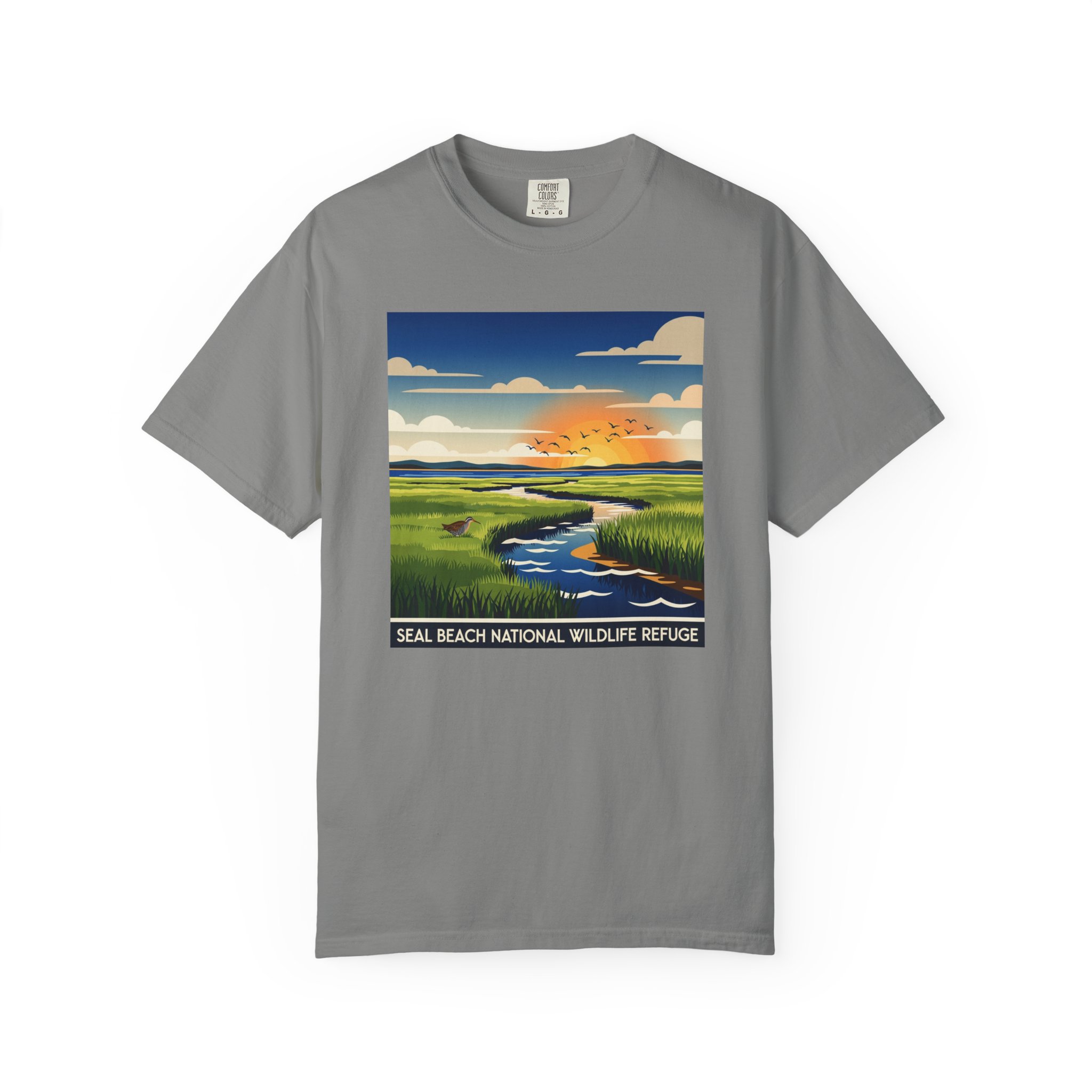 Seal Beach National Wildlife Refuge WPA Style Unisex T-shirt - Image 7