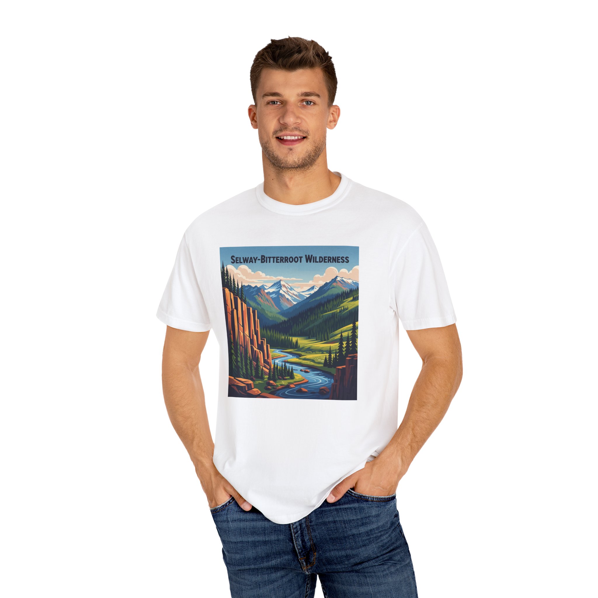 Selway–Bitterroot Wilderness WPA Style Unisex T-shirt - Image 4