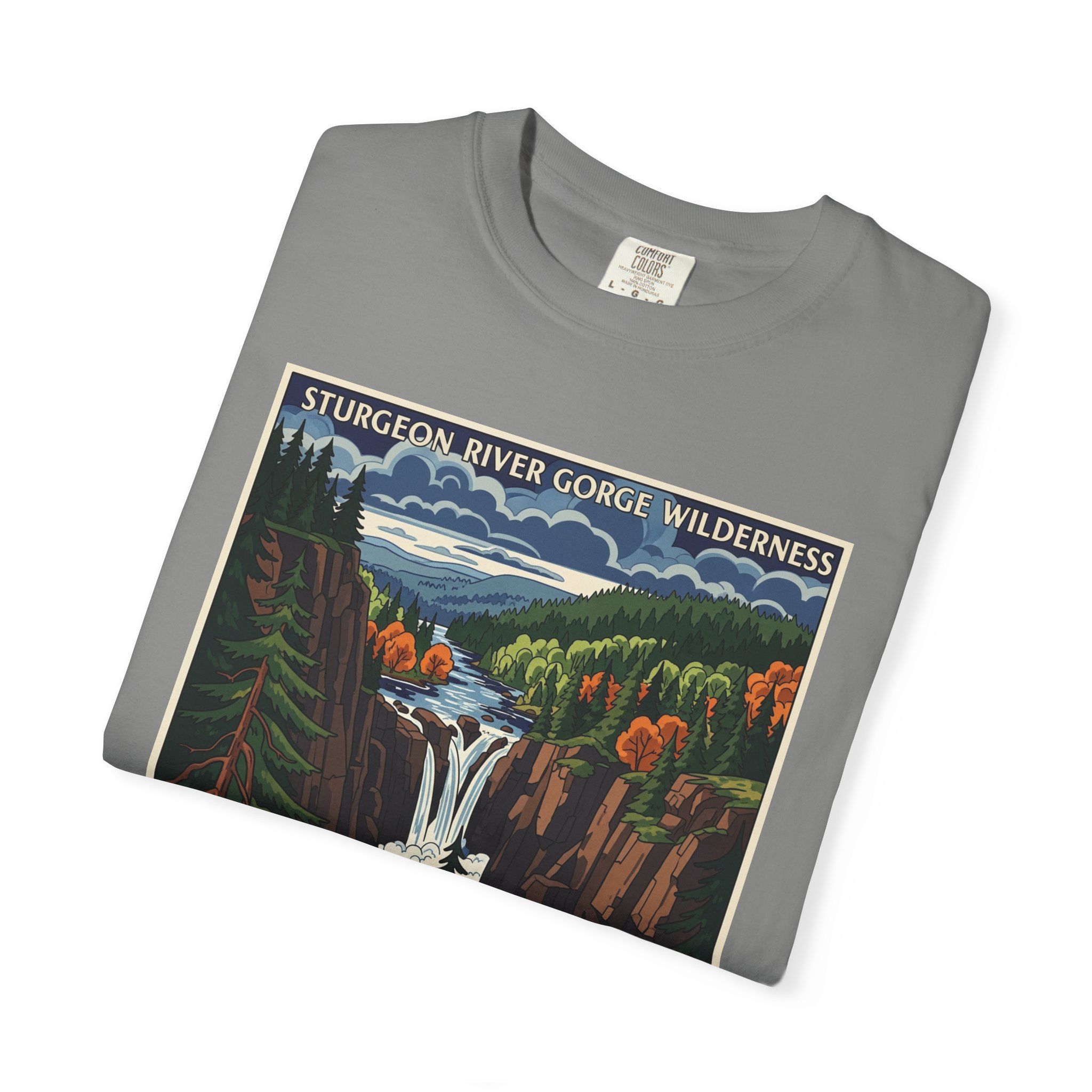 Sturgeon River Gorge Wilderness WPA Style Unisex T-shirt - Image 9