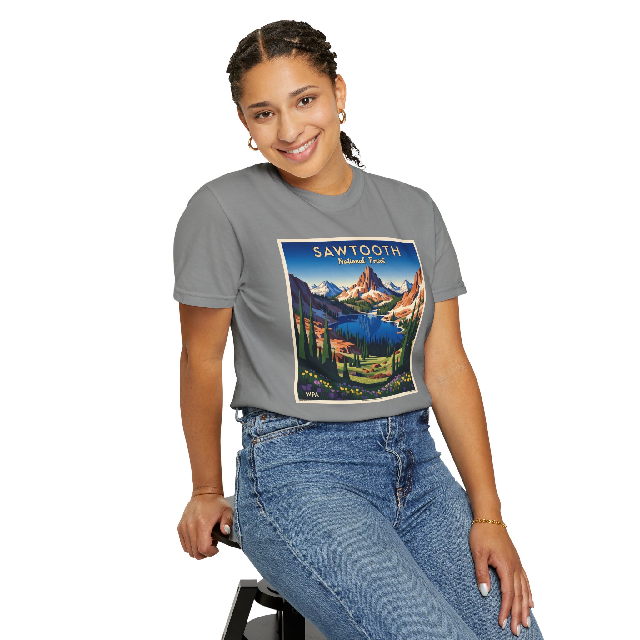 Sawtooth National Forest WPA Style Unisex T-shirt - Image 11