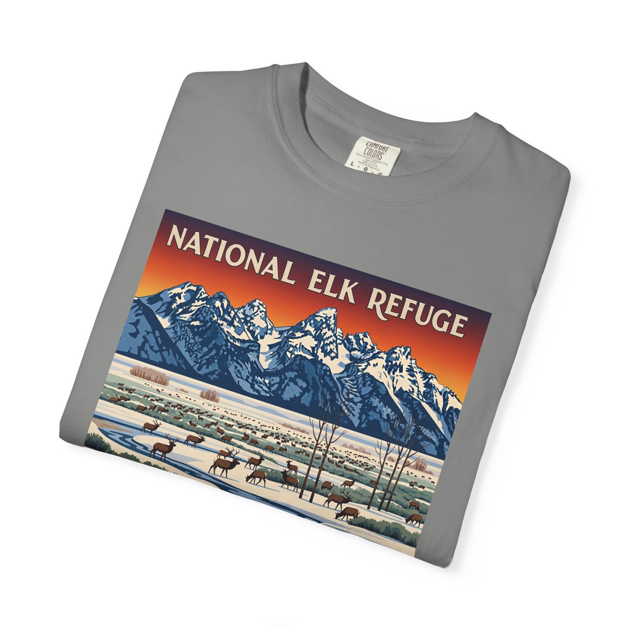 National Elk Refuge WPA Style Unisex T-shirt - Image 9